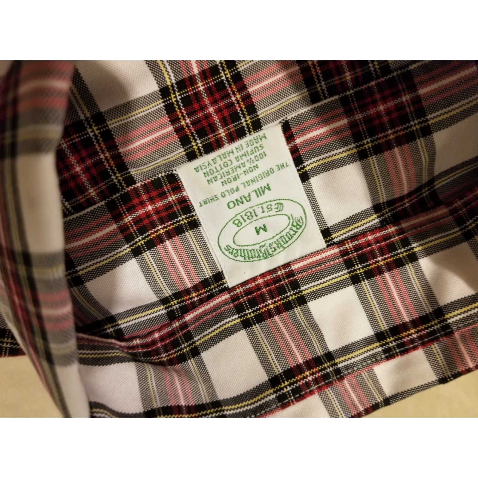 Brooks Brothers Brooks Brothers Shirt Mens Plaid Button-Up Cotton Red M Medium Long Sleeve Button-Up Shirt Size 40R - 3 Thumbnail