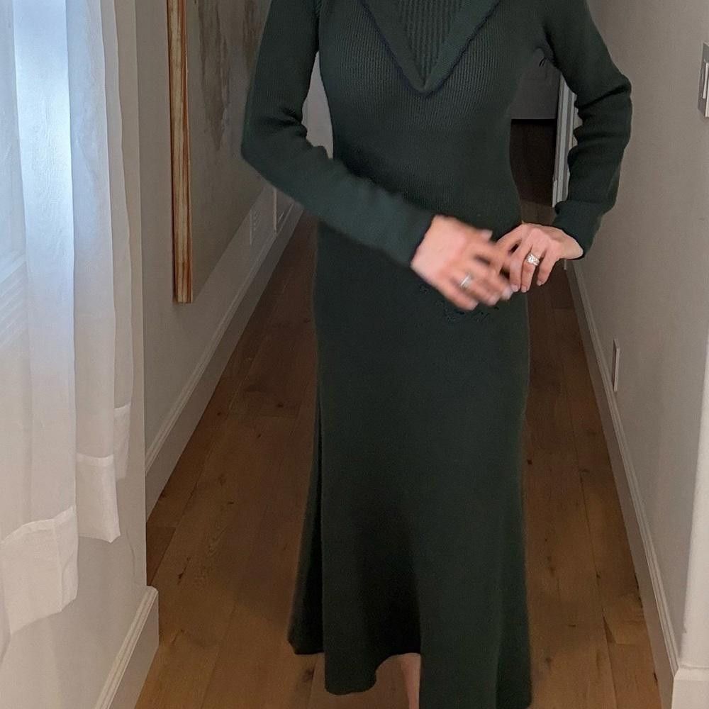 MOUSSY Moussy Knit Ribbed Long Sleeve Midi Green Dress Size Small Size S / US 4 / IT 40 - 9 Thumbnail