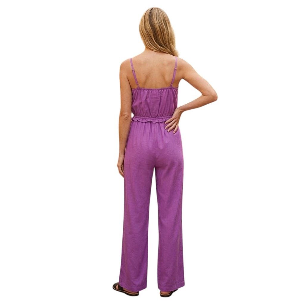 Other Kingston Grey Amethyst Juniors Ruffled V-Neck Jumpsuit, M Size 30" / US 8 / IT 44 - 5 Thumbnail