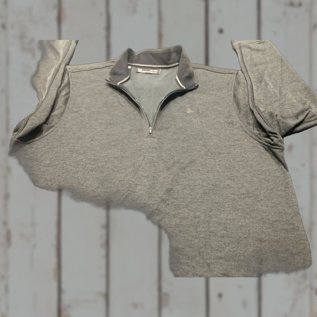 Under Armour Under Armour Mens XL Gray Heathered HeatGear 1/4 Zip Pullover Sweater Golf Preppy Microfiber Size US XL / EU 56 / 4 - 1 Thumbnail