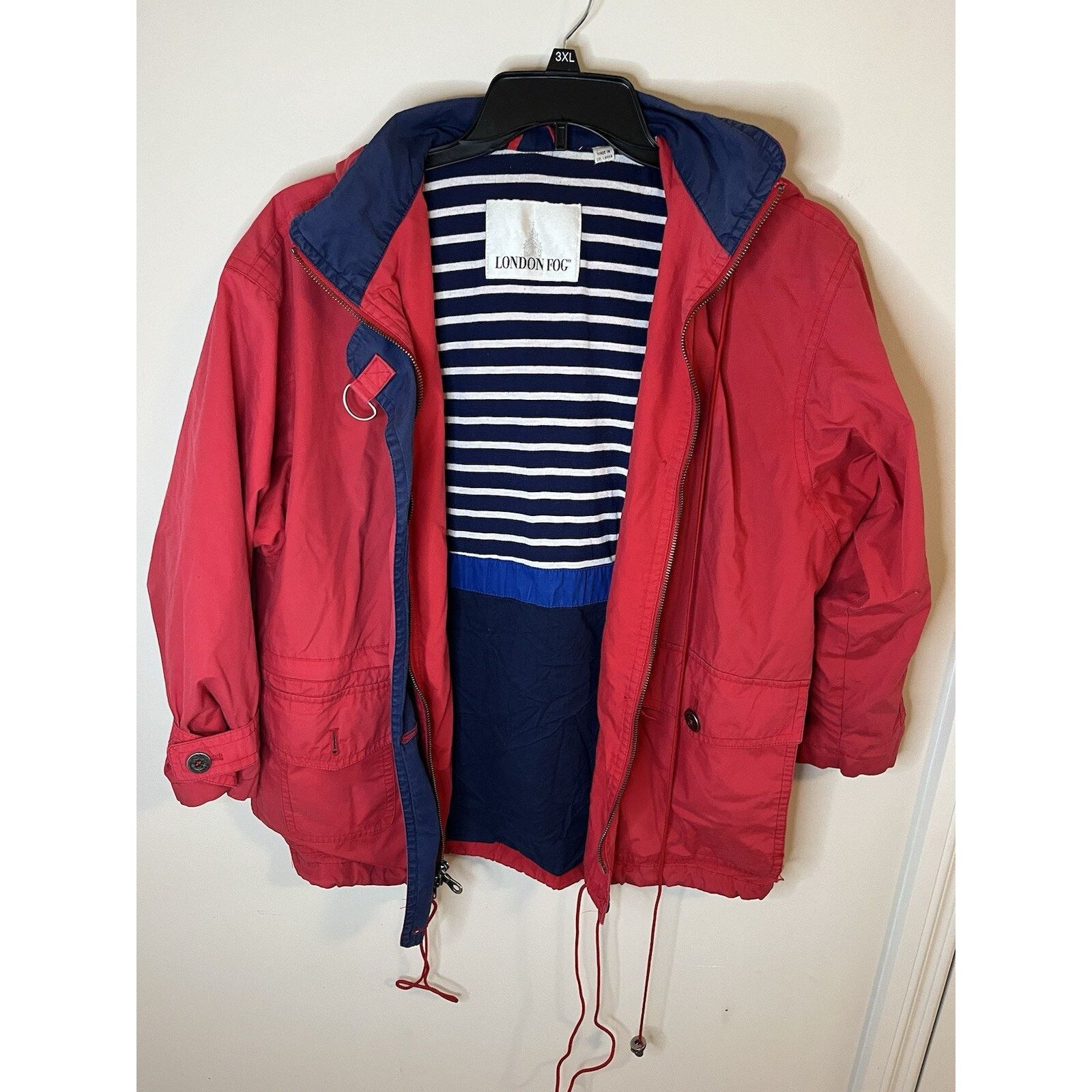 London Fog Vintage London Fog Women’s Medium Red Blue Active Jacket Size M / US 6-8 / IT 42-44 - 1 Thumbnail