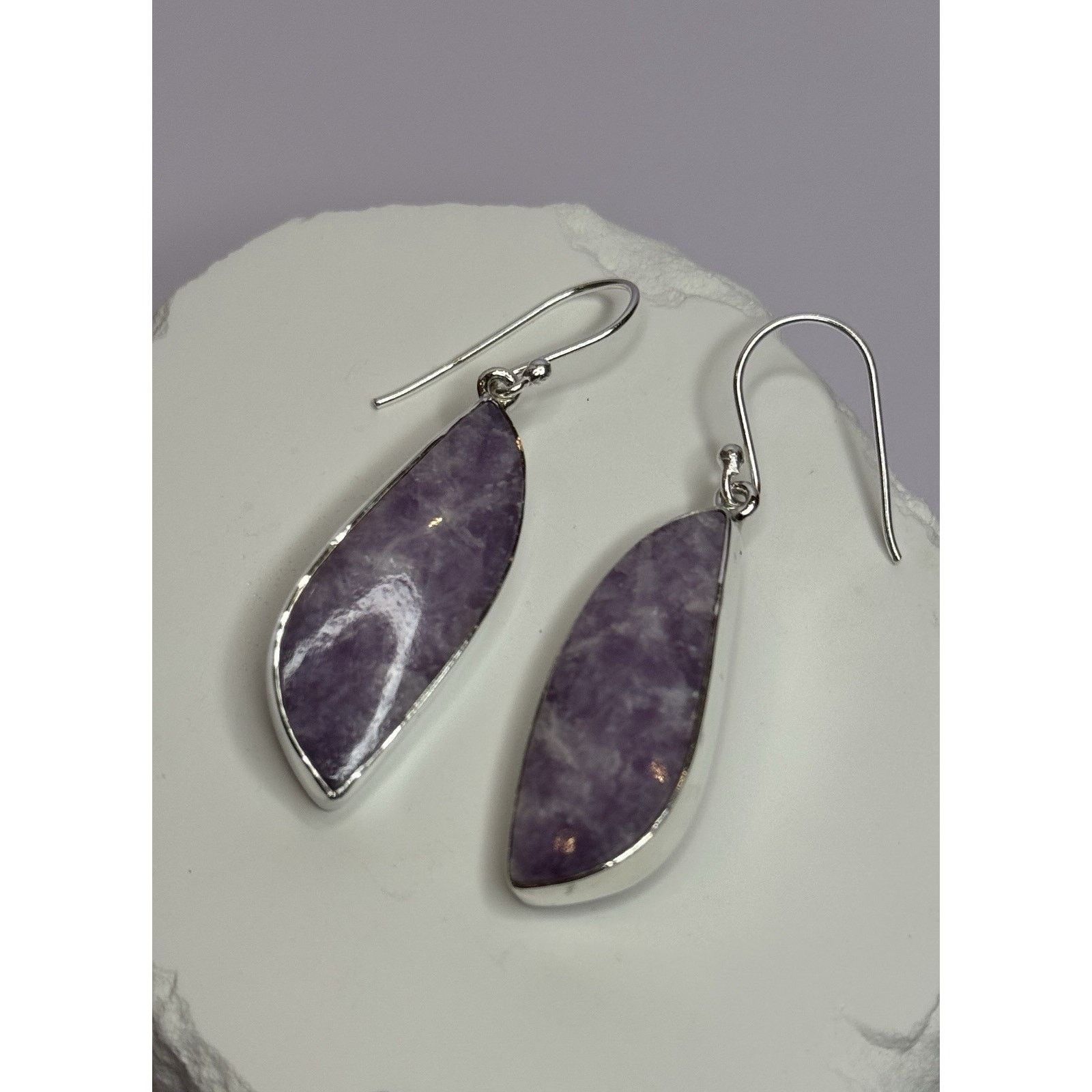 Jewelry 925 STERLING SILVER LEPIDOLITE EARRINGS LENGTH 2 INCH Size ONE SIZE - 8 Thumbnail