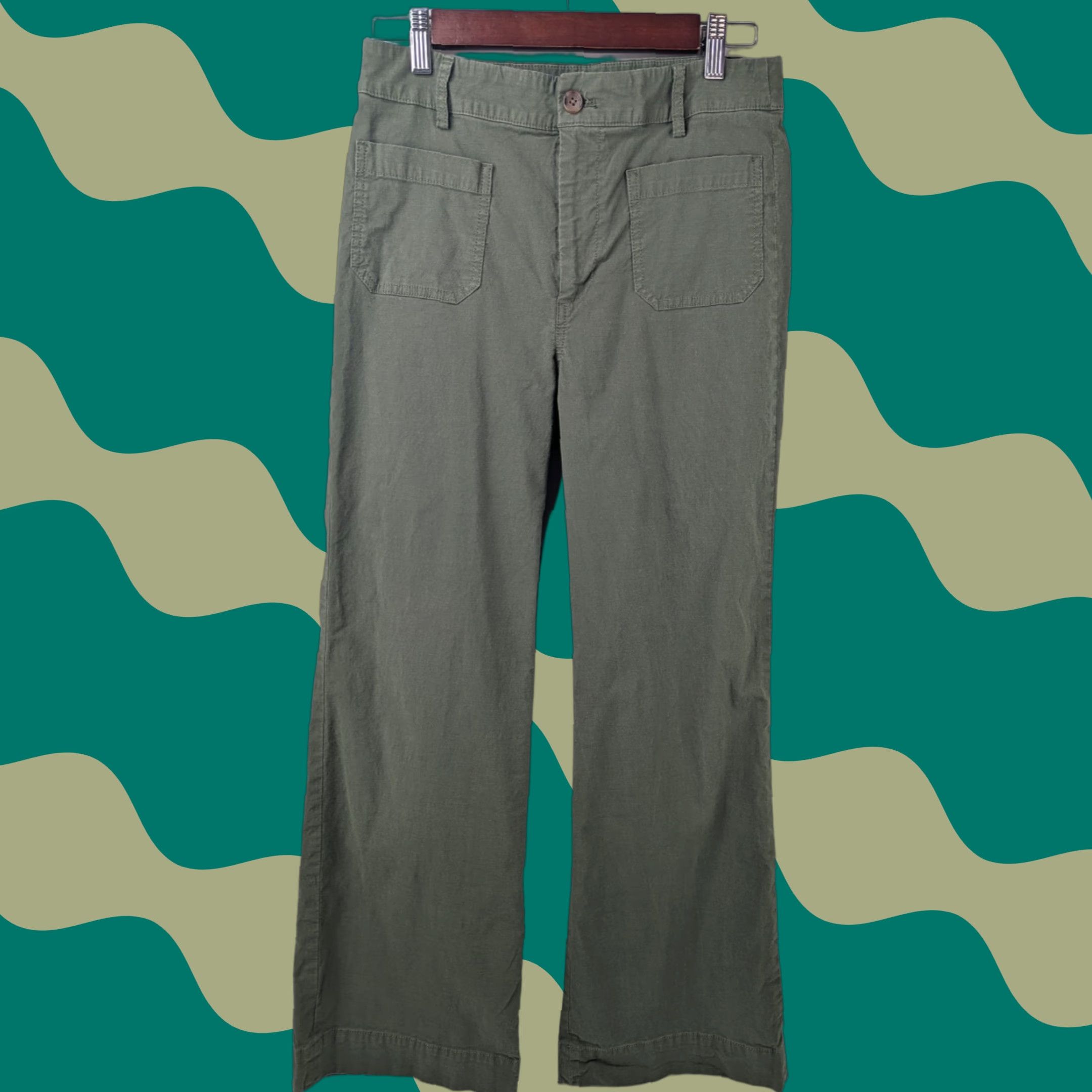 J.Crew J. Crew Pants Women's 28 Lizzie Wide Leg Olive Green Re-Imagined Utility Trouser Shirt? Size 28" / US 6 / IT 42 - 1 Thumbnail