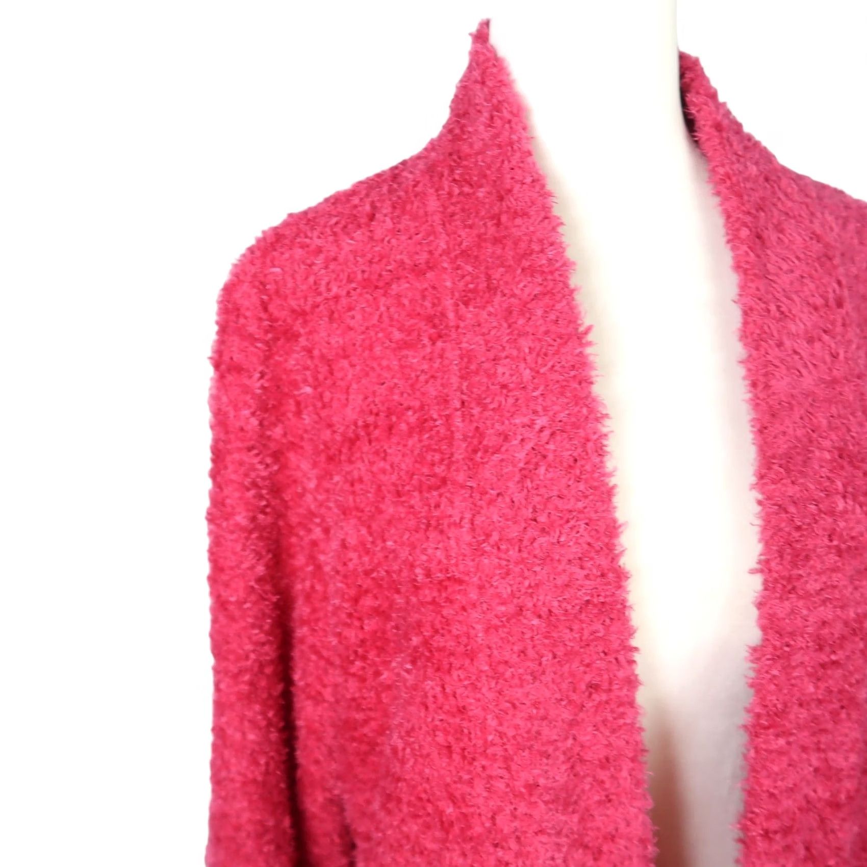 GRAFF VINTAGE 80s Graff hot pink fuzzy eyelash knit cardigan sweater M Women Size M Long Sleeve Casual Size M / US 6-8 / IT 42-44 - 2 Thumbnail