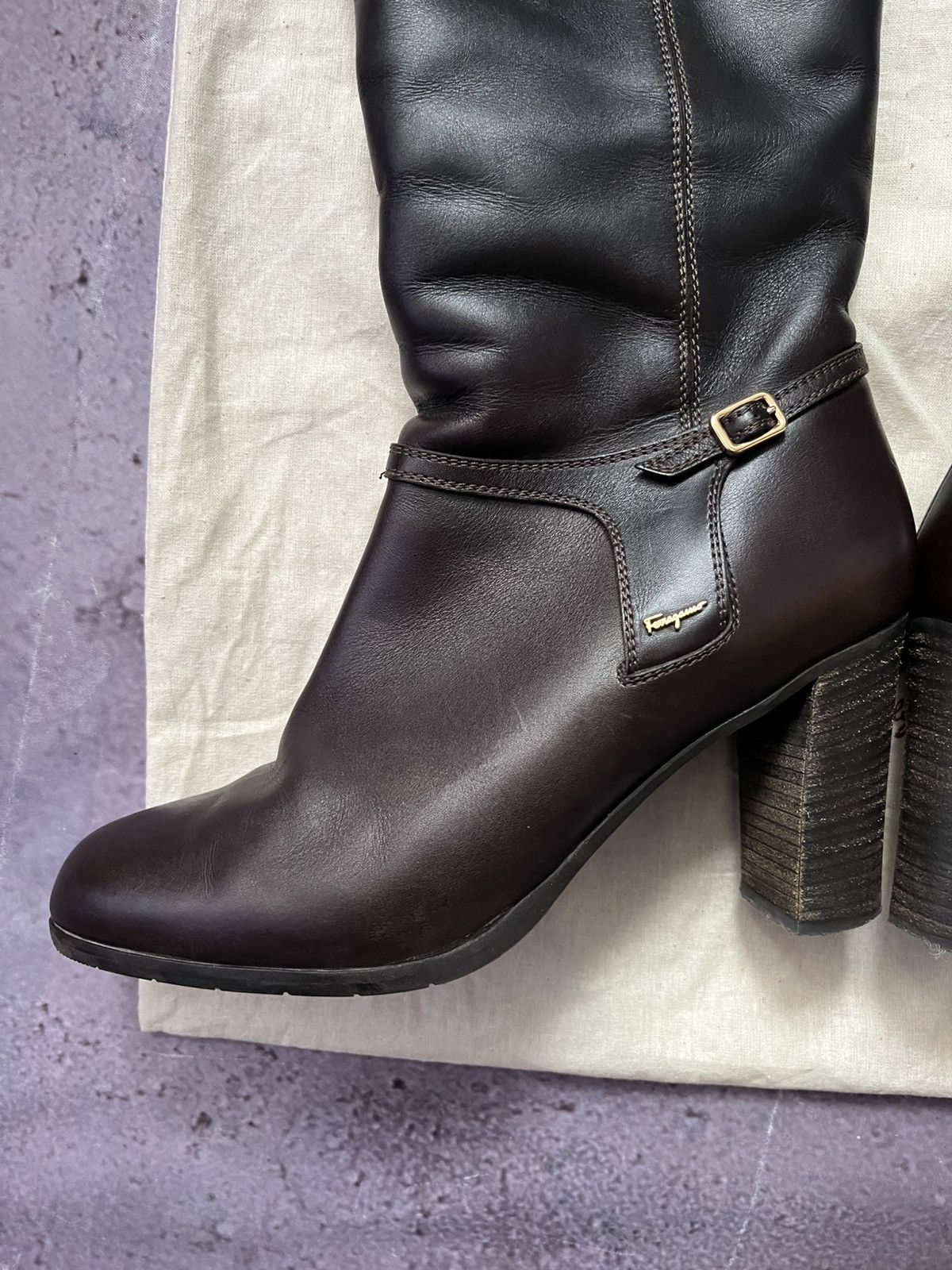 Salvatore Ferragamo Salvatore Ferragamo Knee High Fur Dark Brown leather Boots Size US 8 / IT 38 - 5 Thumbnail