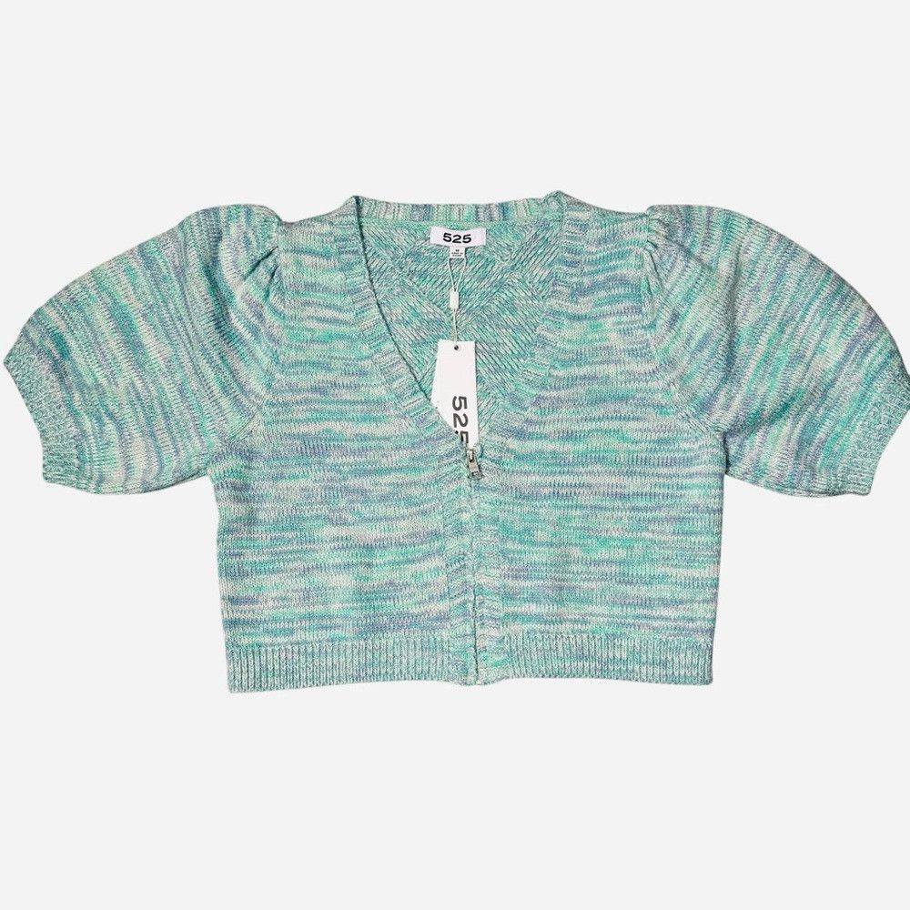 525 America NWT New 525 America Puff Short Sleeve Entrelac Knit Cardiga Size M / US 6-8 / IT 42-44 - 2 Thumbnail