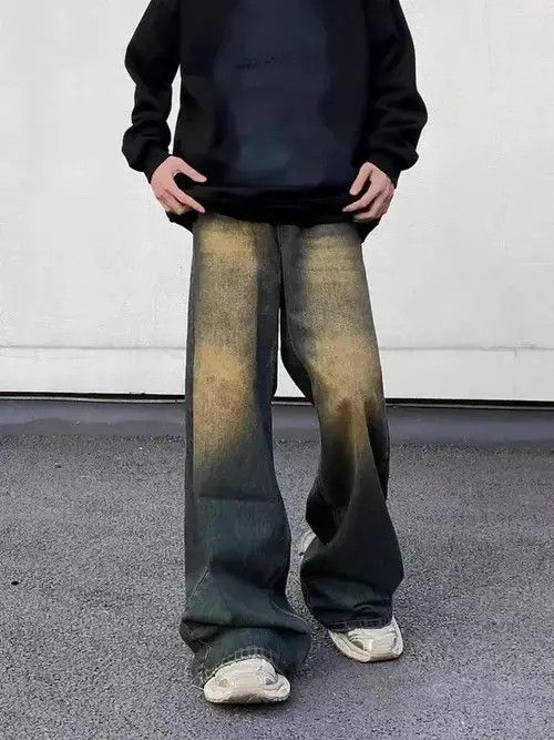 VIBE Retro distressed gradient grunge wide leg jeans Size US 32 / EU 48 - 2 Thumbnail