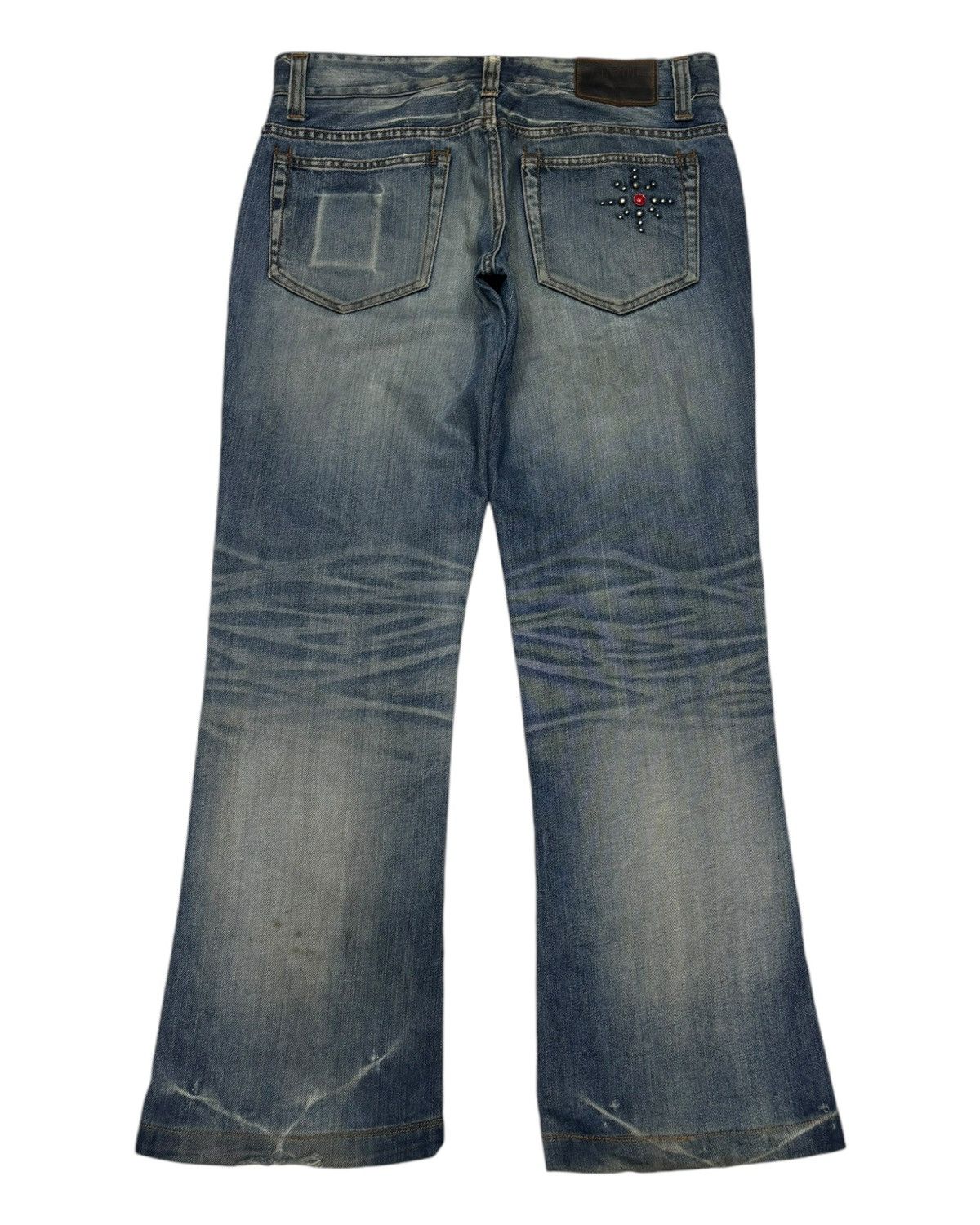 Japanese Brand 💥FLARE💥SANFORD FLARED DISTRESS DENIM JEANS Size US 33 - 2 Thumbnail