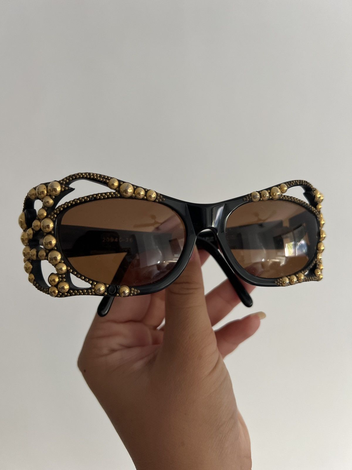 Emmanuelle Khanh Vintage Emmanuelle Khanh Golden Studded Sunglasses Size ONE SIZE - 2 Thumbnail
