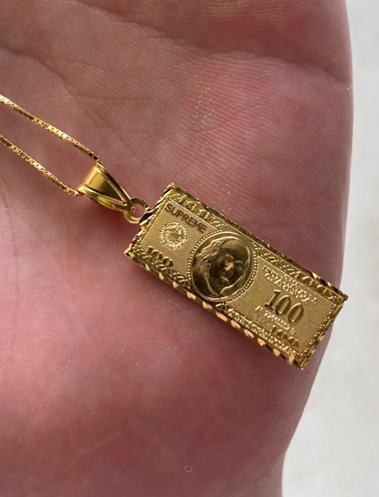 Supreme Supreme 100 Dollar Bill 14K Gold Pendant Size ONE SIZE - 6 Thumbnail
