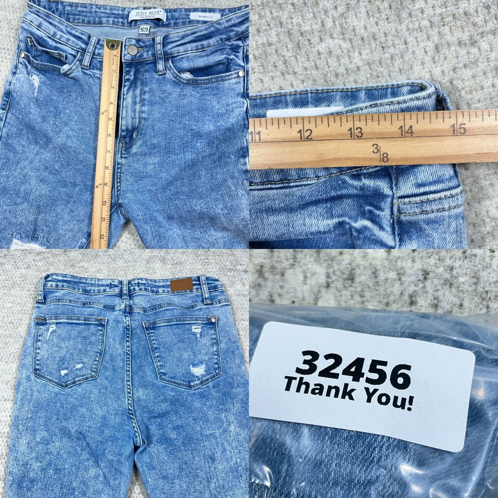 Vintage Judy Blue Jeans Women 29 Skinny High Rise Distressed Frayed Medium Wash Blue Size 29" - 9 Thumbnail