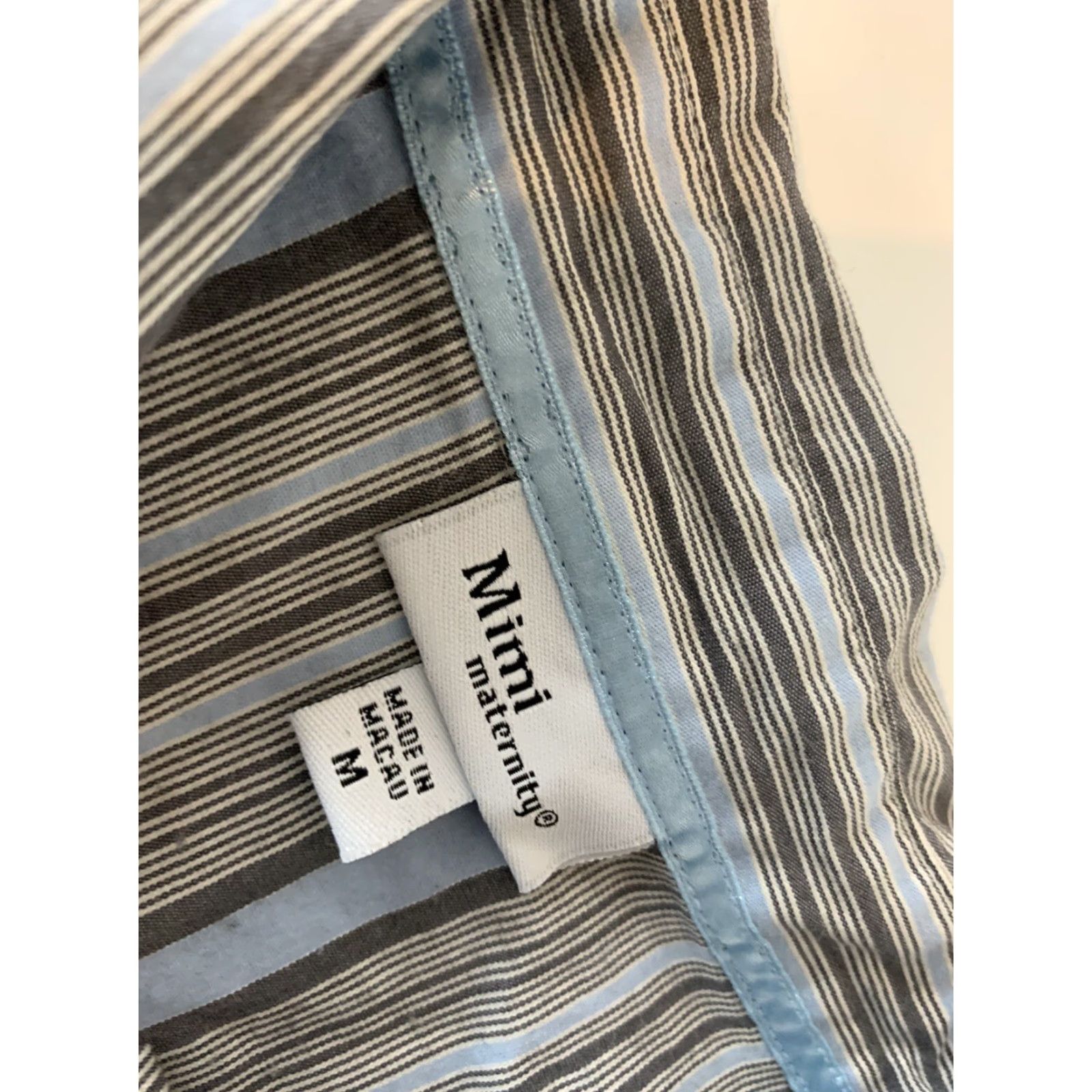 Vintage Mimi Maternity Long Sleeve Button Front Striped Top Women’s M Blue Shirt Blouse Size M / US 6-8 / IT 42-44 - 2 Thumbnail