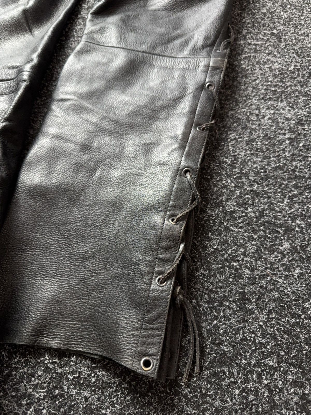 Genuine Leather Leather Rock Punk Biker MOTO Pants Lace Up Goth Moto Black Size US 32 / EU 48 - 20 Thumbnail