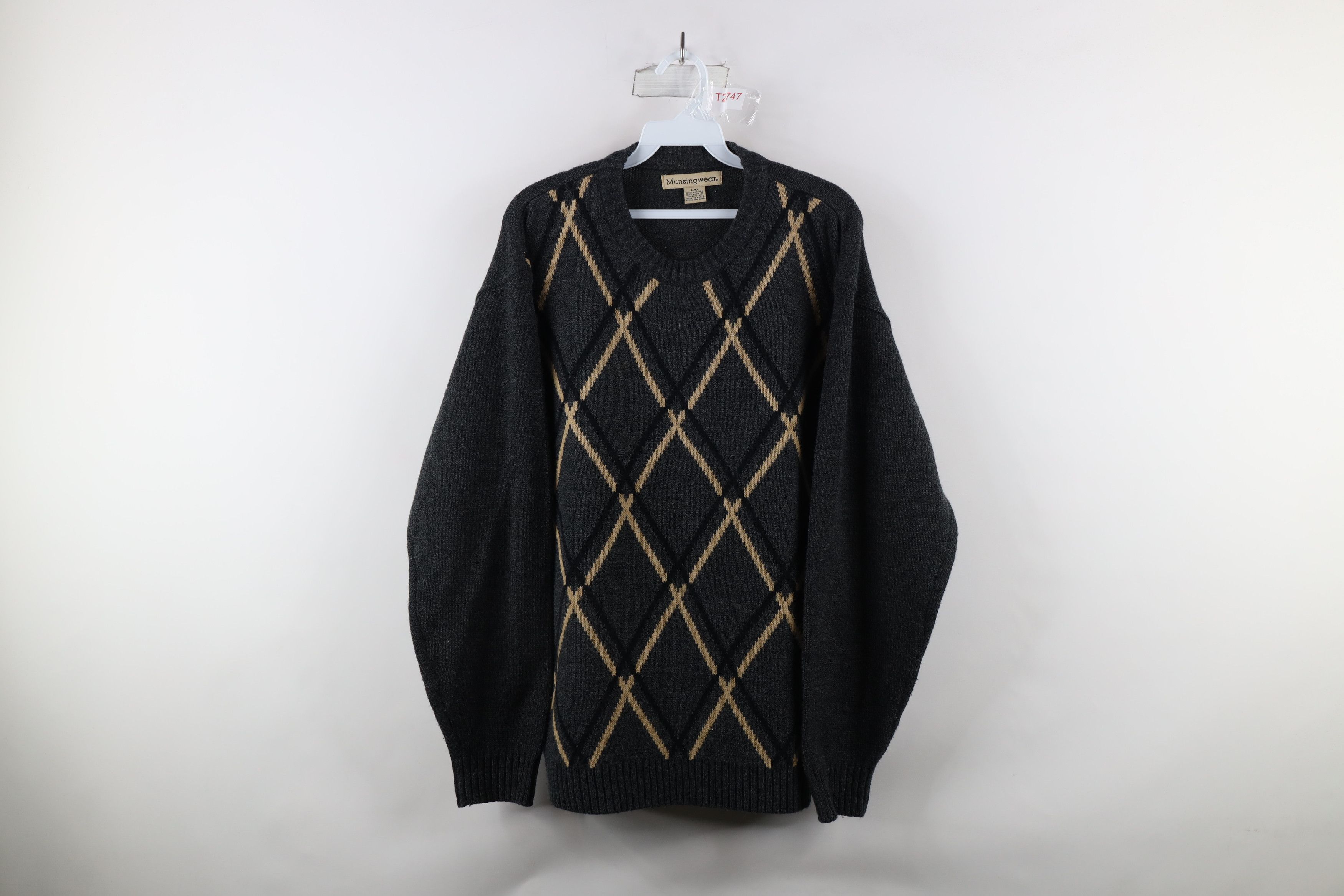 Vintage 90s Streetwear Diamond Knit Crewneck Sweater Acrylic