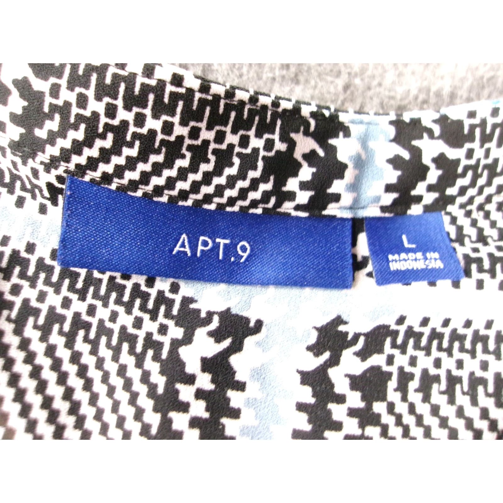 Apt. 9 VINTAGE Apt.9 Blouse Womens L Sleeveless Button Front Plaid Black White Teal Houndstooth Size L / US 10 / IT 46 - 6 Thumbnail
