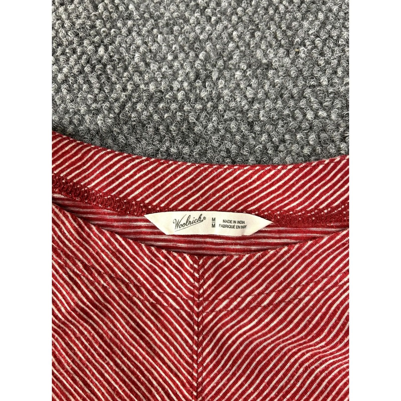 Vintage Woolrich Shirt Womens Medium Red White Stripe Long Sleeve Tunic Cotton Top Size M / US 6-8 / IT 42-44 - 3 Thumbnail