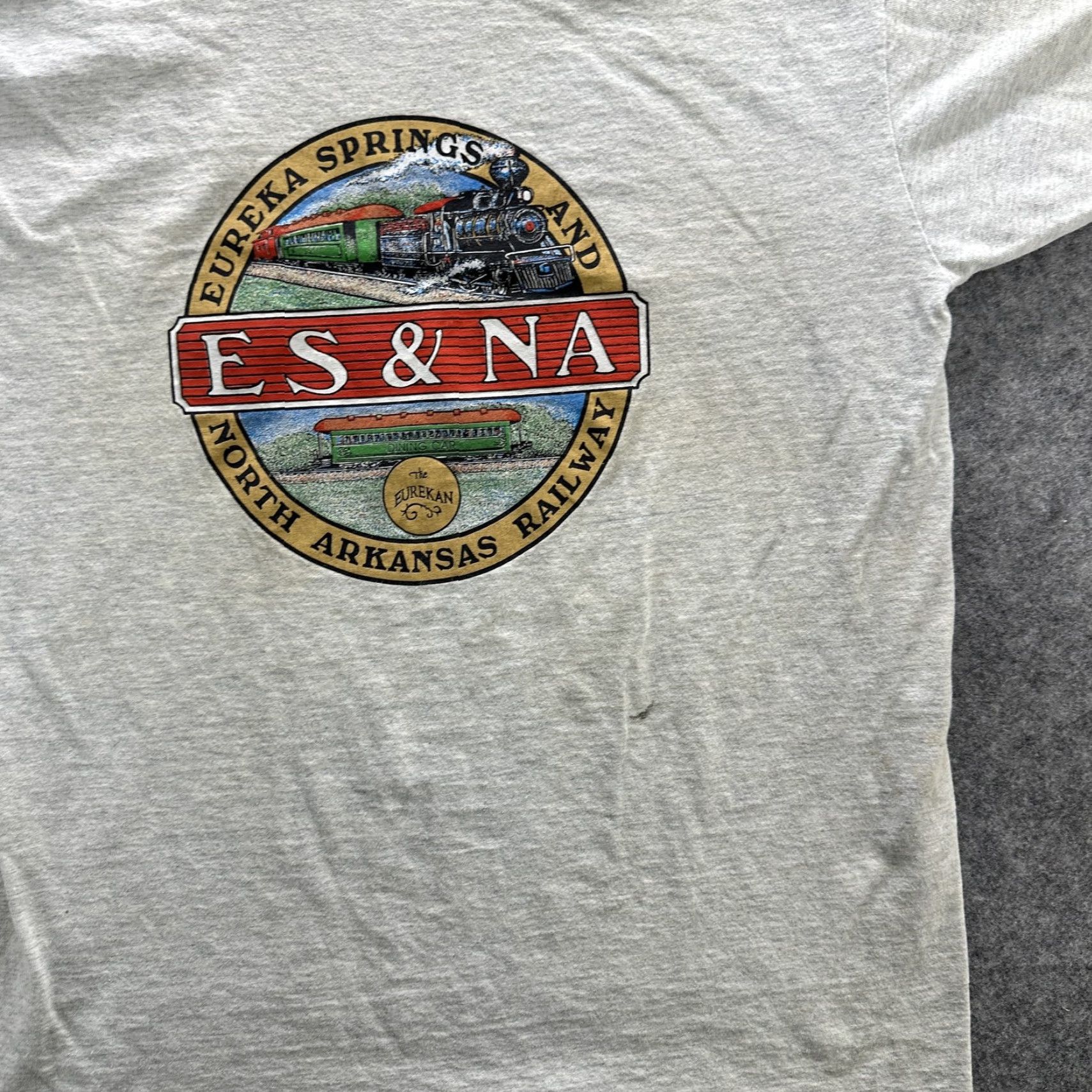 Fruit Of The Loom VINTAGE North Arkansas Railway Train T-Shirt Mens XL Gray 90s USA Travel Trains Railroad Tee Size US XL / EU 56 / 4 - 4 Thumbnail