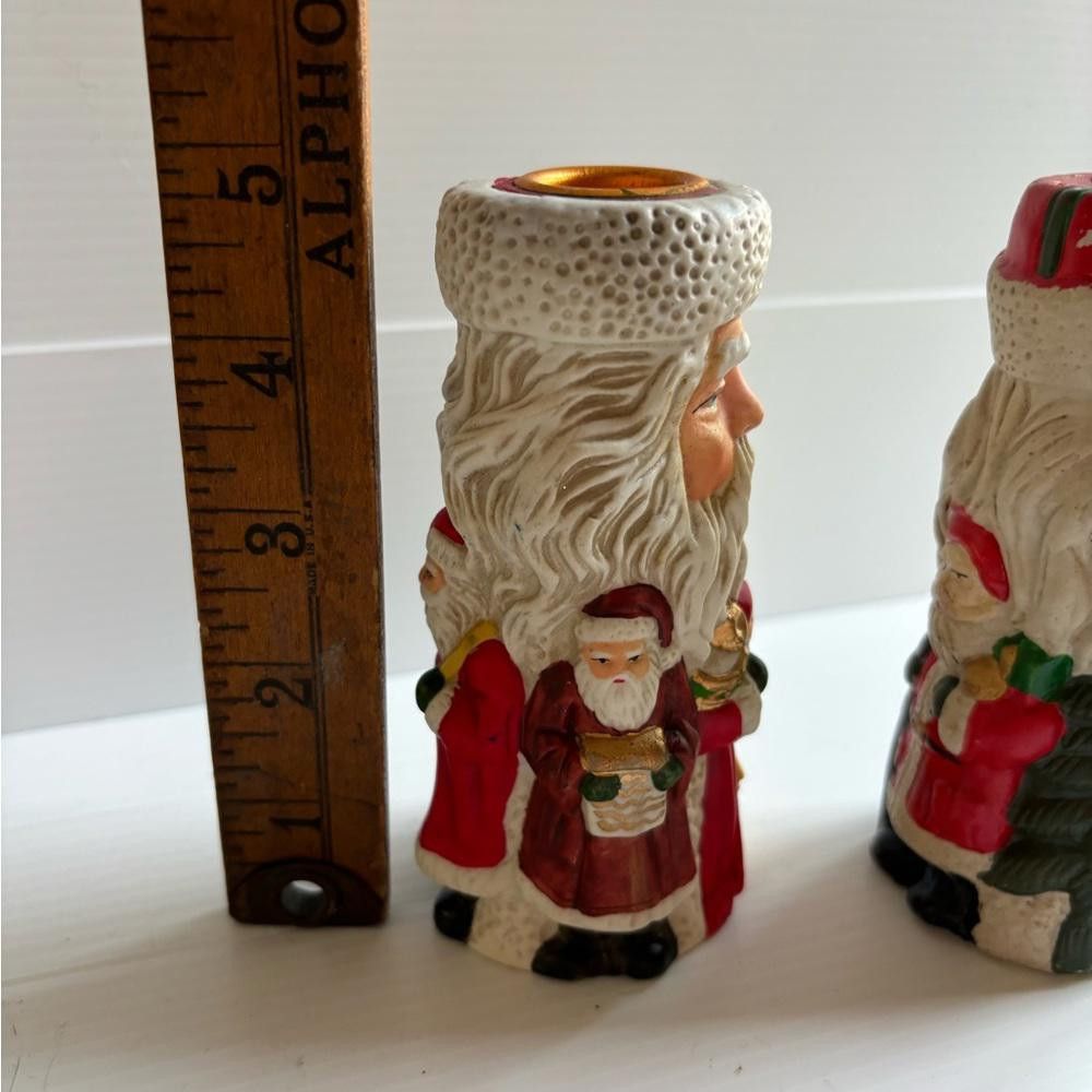 Designer 2 Ceramic Old World Santa Claus Candle Holders Size ONE SIZE - 6 Thumbnail