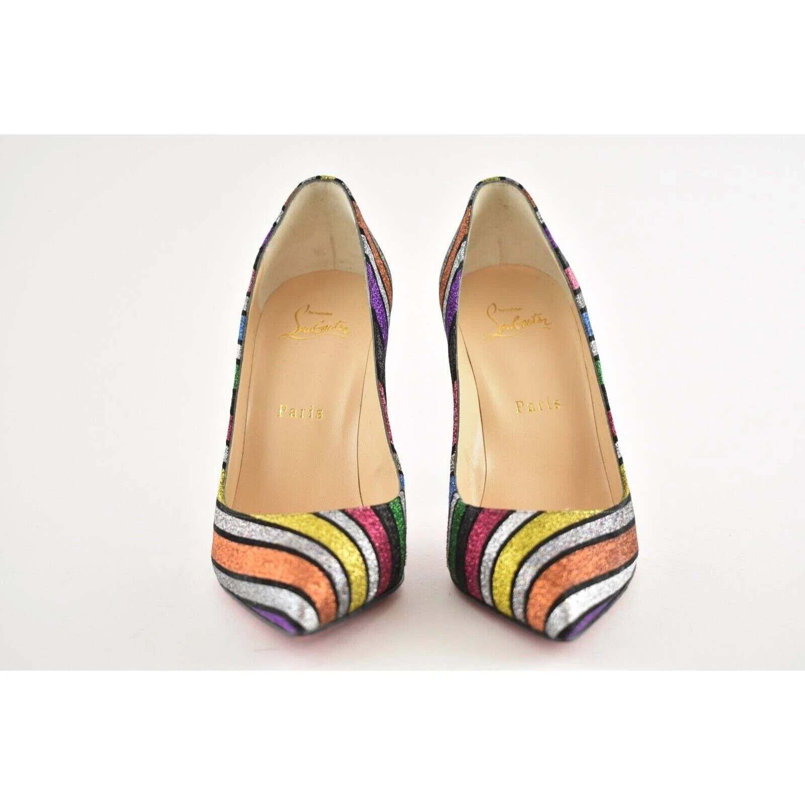 Christian Louboutin Christian Louboutin Pigalle Follies Stripy Glitter Stripe Size US 7 / IT 37 - 5 Thumbnail