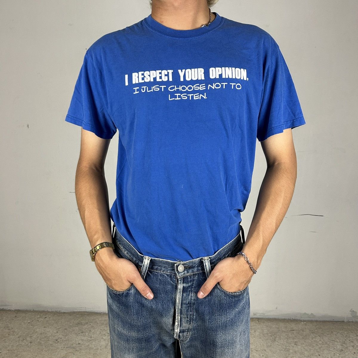 Vintage 2000s Wording Tee Size US L / EU 52-54 / 3 - 2 Thumbnail