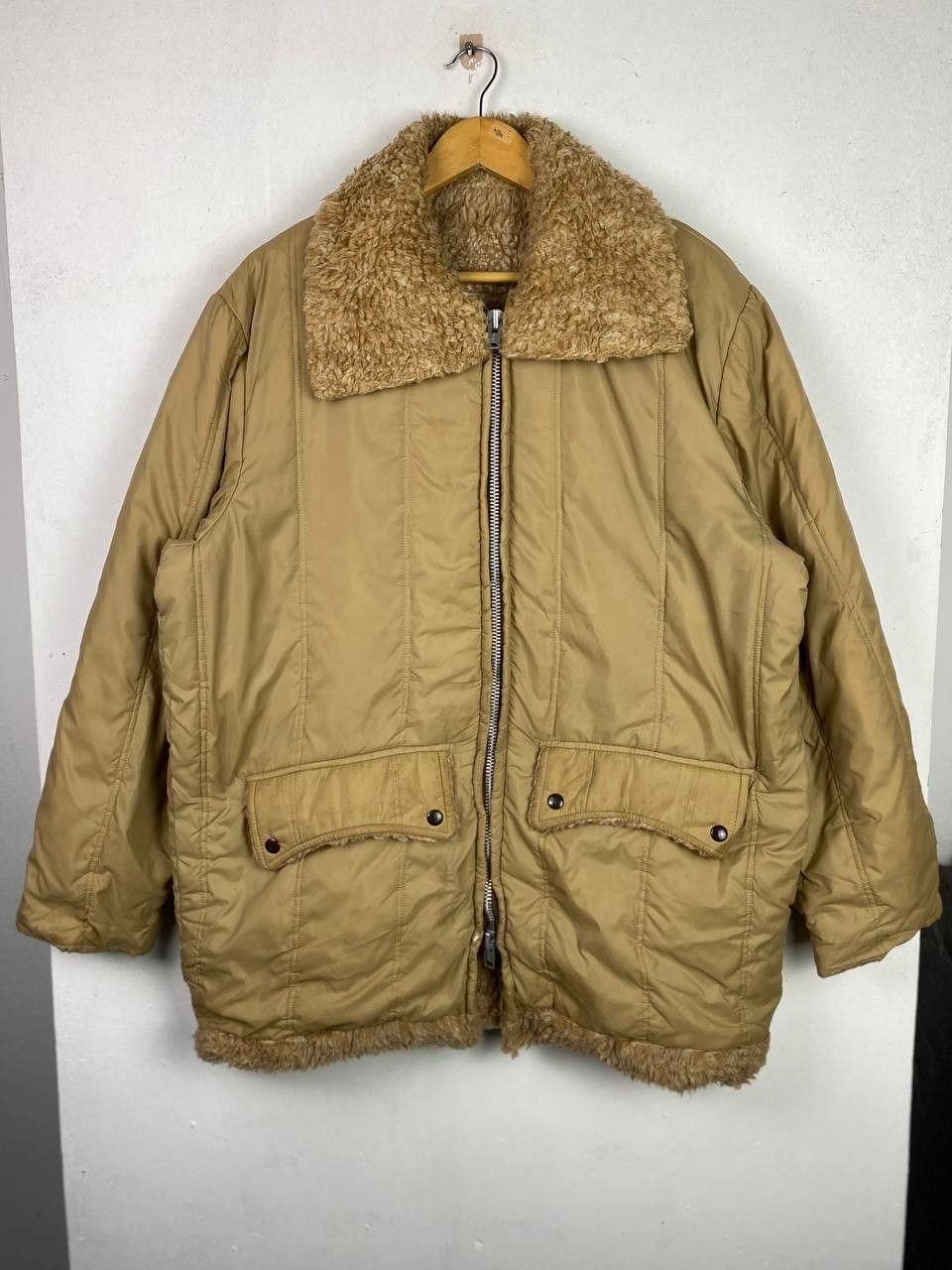 vintage 70s/80s puffer jacket sherpa lining talon zipper