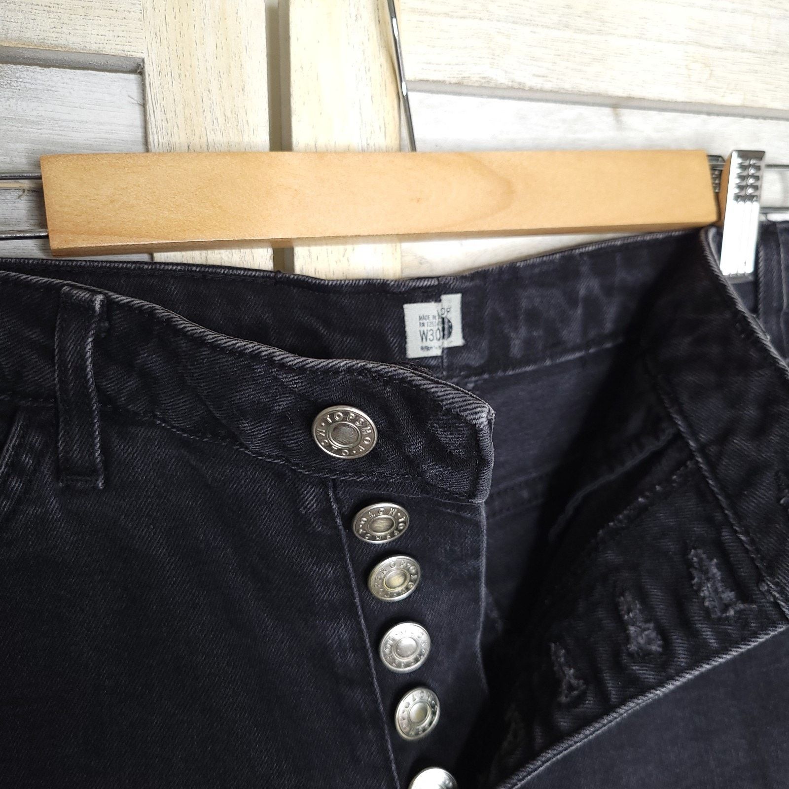 Topshop TOPSHOP Moto Women's Black Button Front 90's Inspired Jeans Size 26" / US 2 / IT 38 - 3 Thumbnail