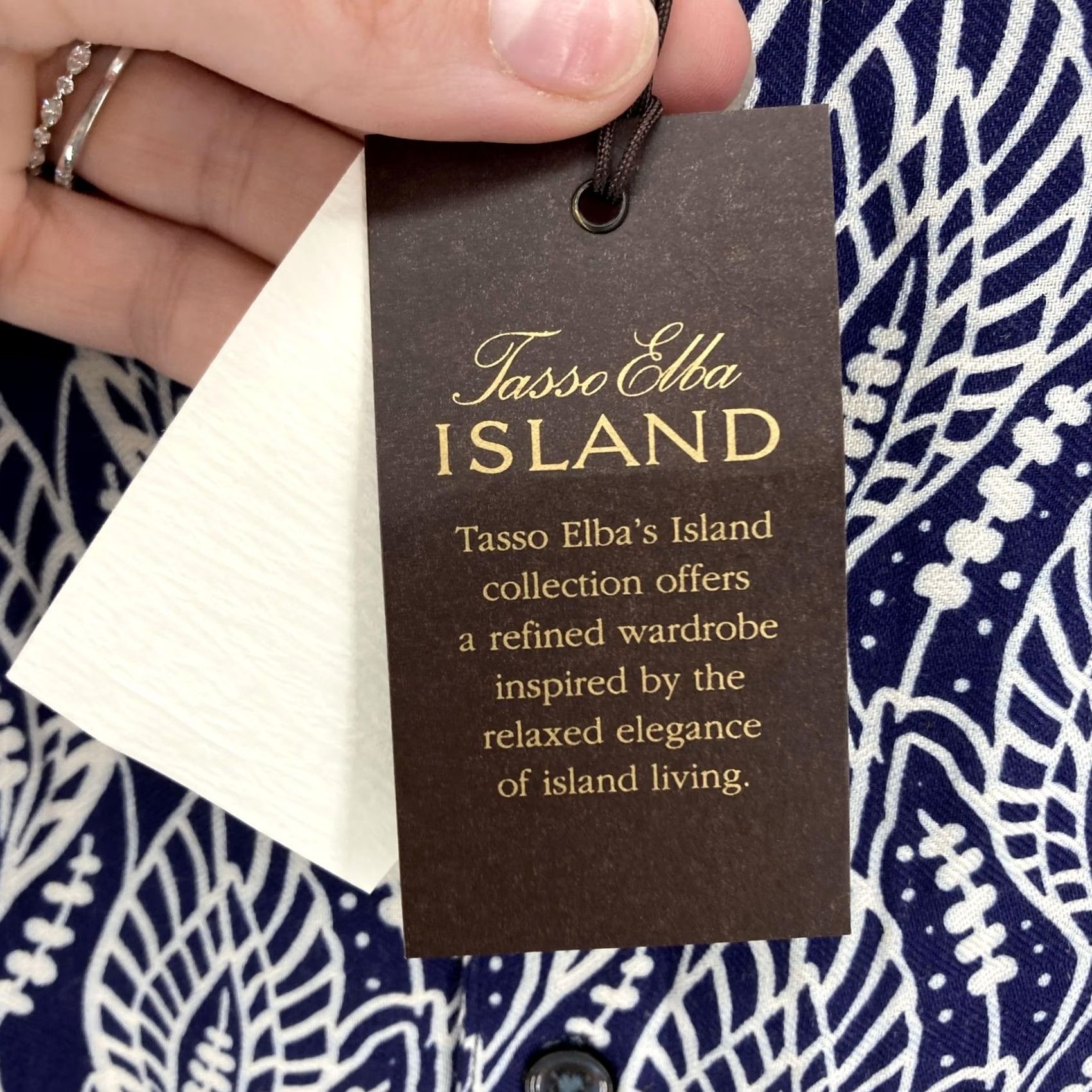 Tasso Elba Tasso Elba Island Shirt Mens 2XL Navy Silk Blend Tropical Leaf Hawaiian Aloha Shirt Size US XXL / EU 58 / 5 - 6 Thumbnail