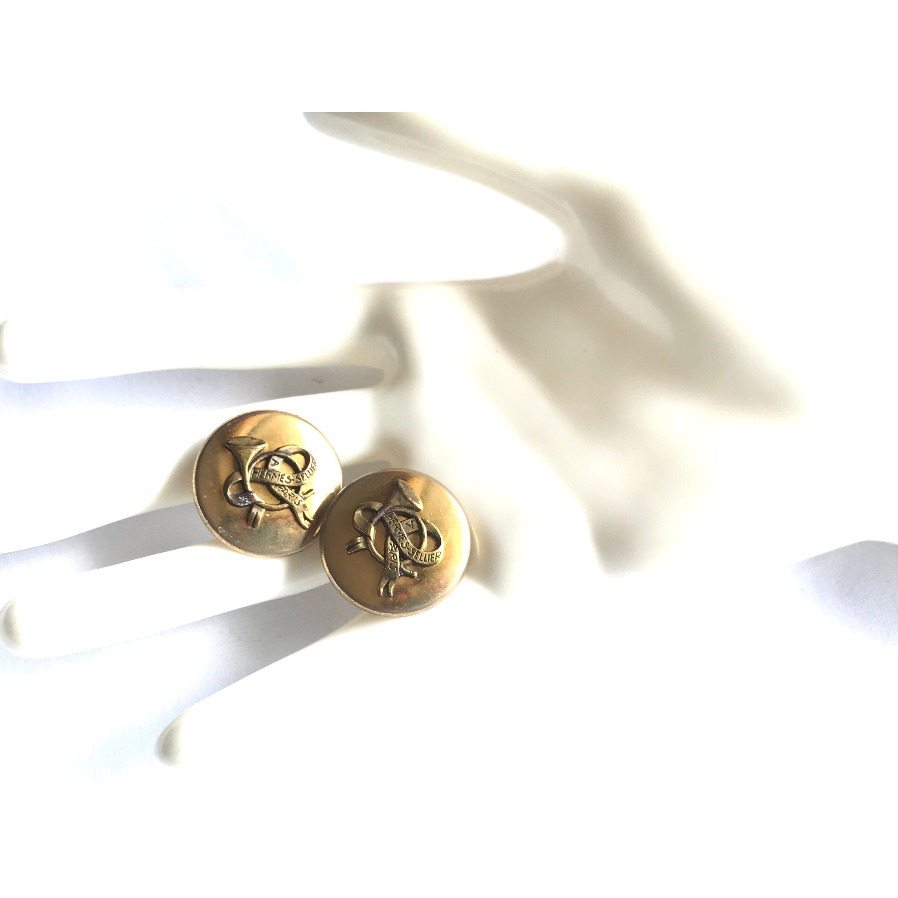 Hermes Vintage HERMES gold tone round earrings with trumpet Size ONE SIZE - 5 Thumbnail
