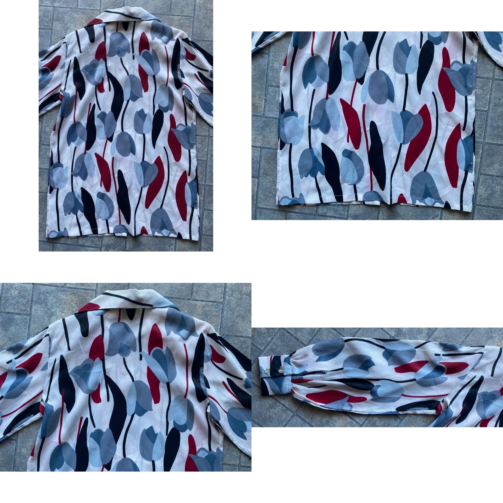 Vintage VINTAGE Glenbrooke Shirt Womens 12 White Blue Red Tulip Floral Long Sleeved Button Up Collared Size XL / US 12-14 / IT 48-50 - 9 Thumbnail