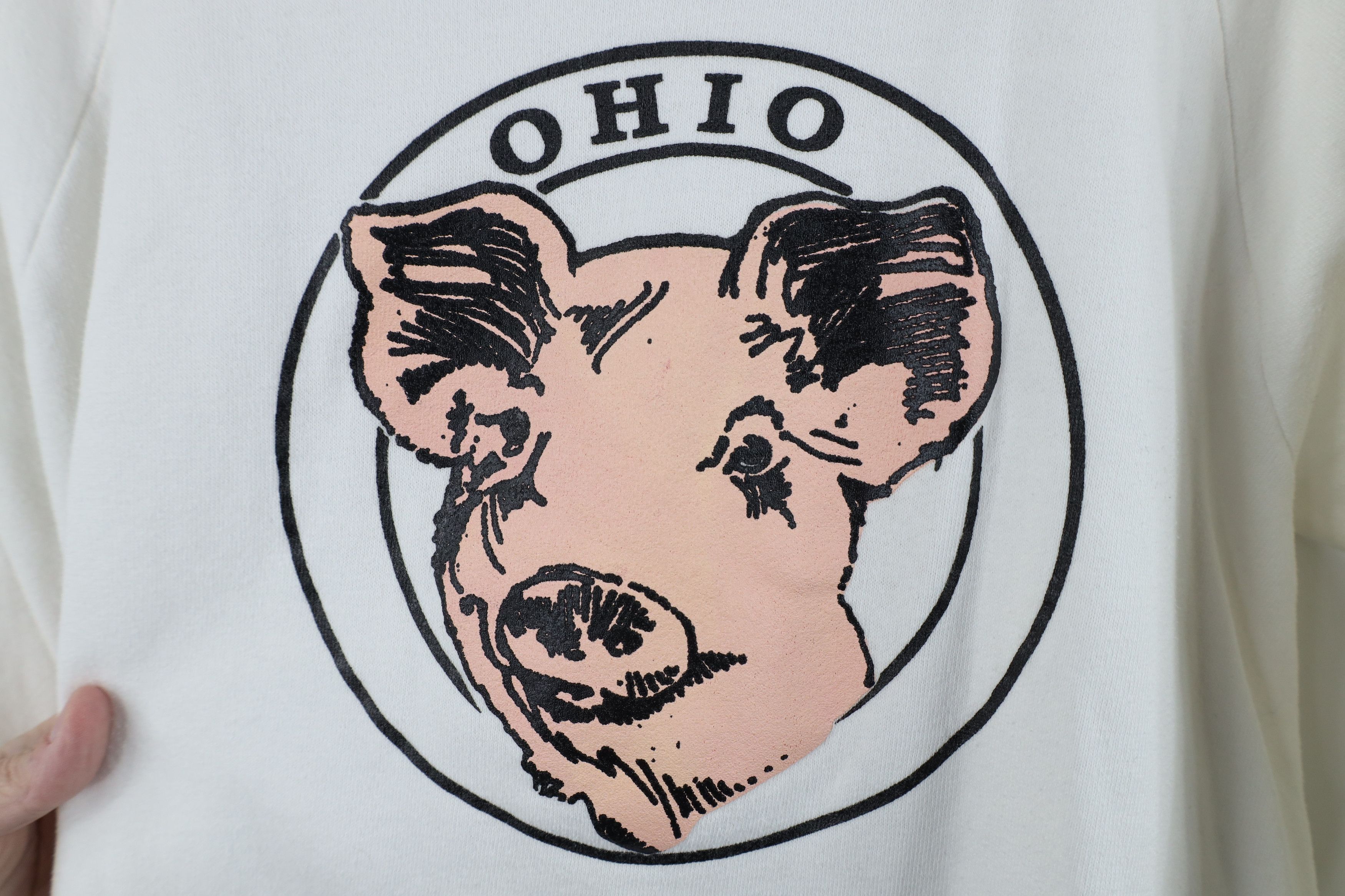 Vintage Vintage 90s Spell Out Ohio Pig Crewneck Sweatshirt White USA Size M / US 6-8 / IT 42-44 - 4 Thumbnail