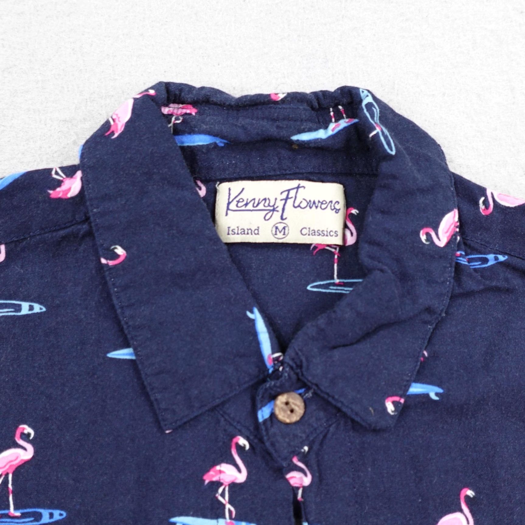 Vintage Kenny Flowers Shirt Mens Medium Blue Flamingo Hawaiian Aloha Button Up Camp Size US M / EU 48-50 / 2 - 2 Thumbnail