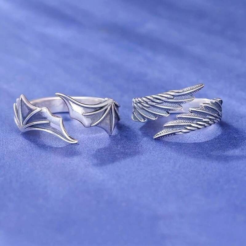 Jewelry x Vintage 2Pcs Vintage 2000S Retro Silver Y2K Ring, Men's