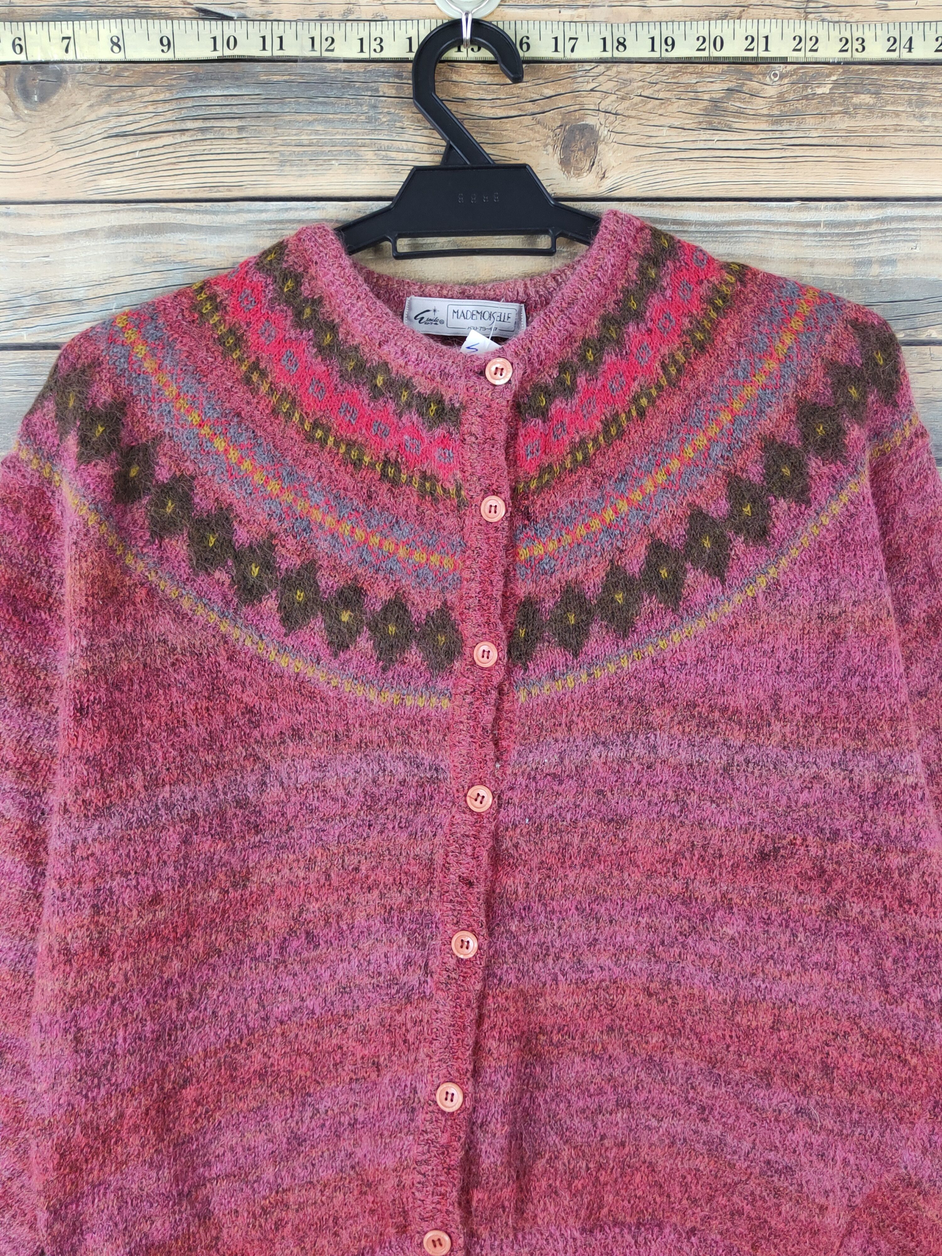 Japanese Brand Mademoiselle Red mohair vintage Knitwear Cardigan #W1548 Size S / US 4 / IT 40 - 2 Thumbnail