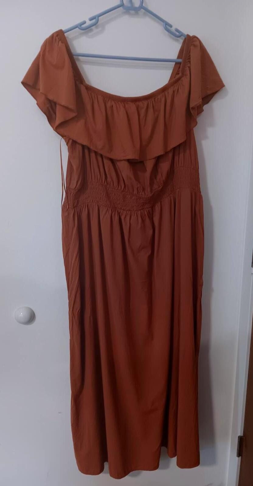 Old Navy Old Navy Women's 3X Rust Orange Off-Shoulder Maxi Dress Size 3XL / US 20-22 - 1 Thumbnail