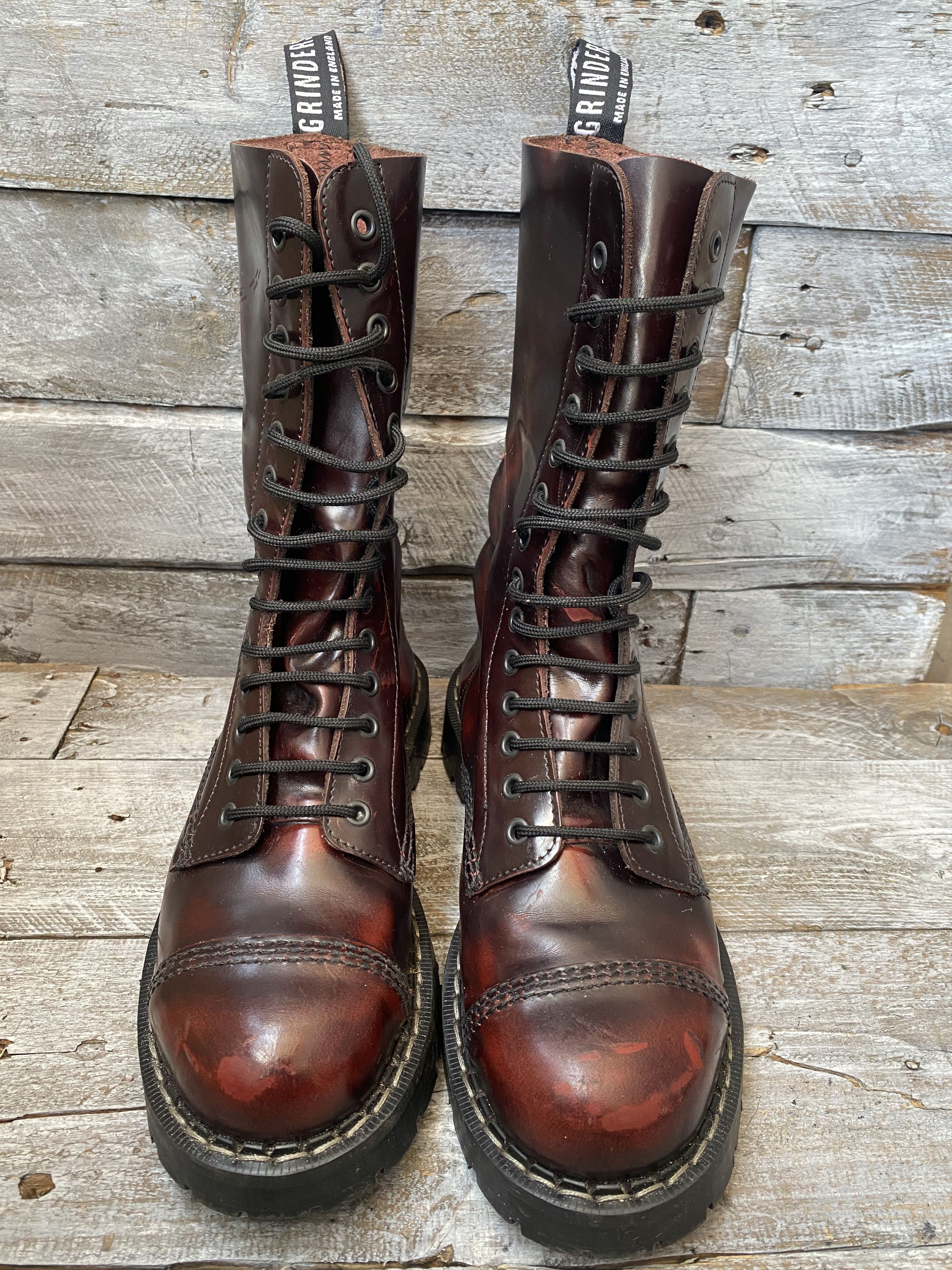 Vintage Grinder x Dr martens burgundy combat boots steel toe uk7 Size US 8 / EU 41 - 3 Thumbnail