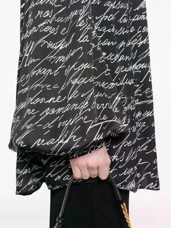 Balmain o1s1wg111225 Love Letter-Print Blouse in Black Size L / US 10 / IT 46 - 4 Thumbnail
