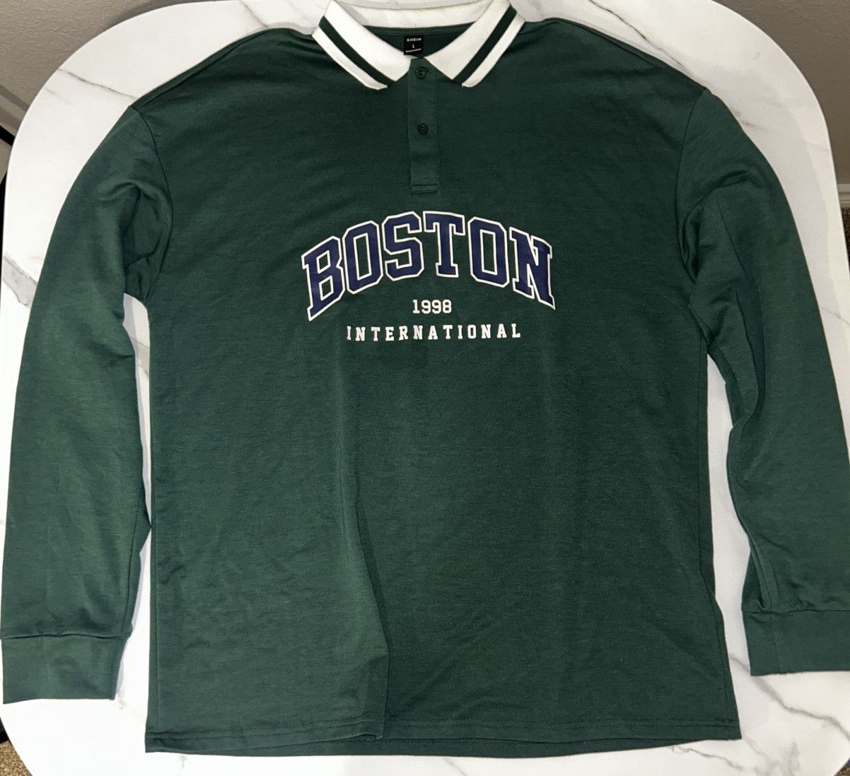 Shein Green Boston Shirt Size US L / EU 52-54 / 3 - 1 Thumbnail