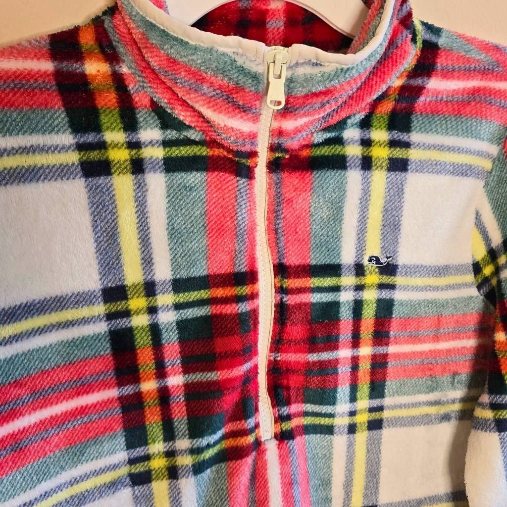 Vineyard Vines Vineyard Vines Women’s Plaid 1/4 Zip Fleece Pullover Size M Soft Lightweight Size M / US 6-8 / IT 42-44 - 7 Thumbnail