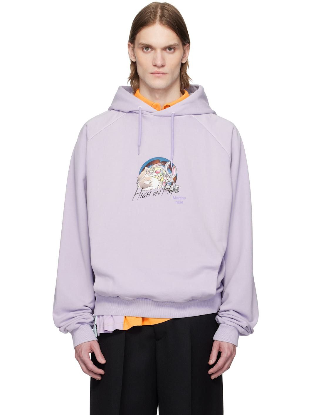 Martine Rose Lilac High on Hope Oversized Raglan Hoodie Size XS / US 0-2 / IT 36-38 - 2 Thumbnail