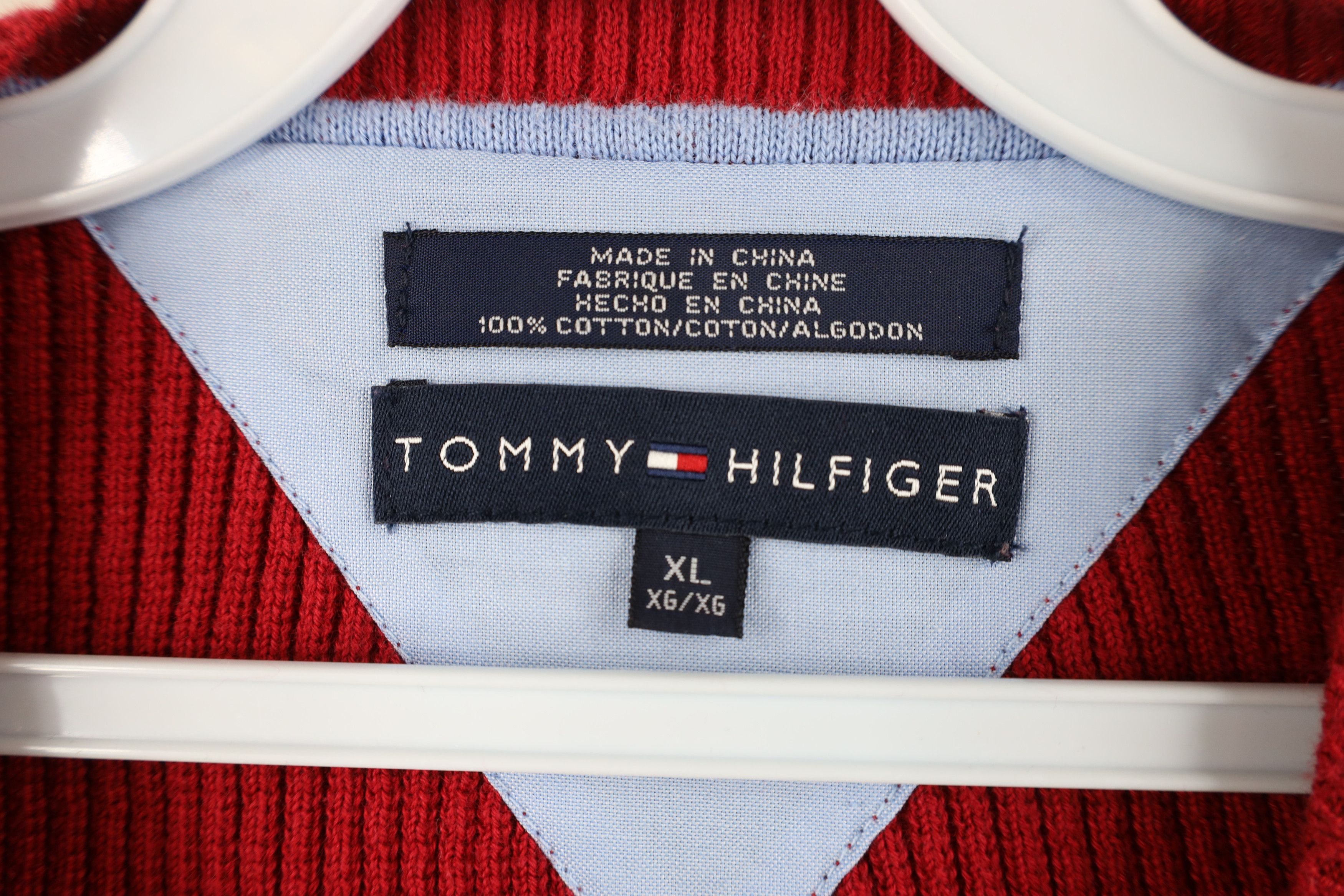 Tommy Hilfiger × Vintage Vintage 90s Tommy Hilfiger Cotton Ribbed Knit Sweater Vest Size US XL / EU 56 / 4 - 9 Thumbnail