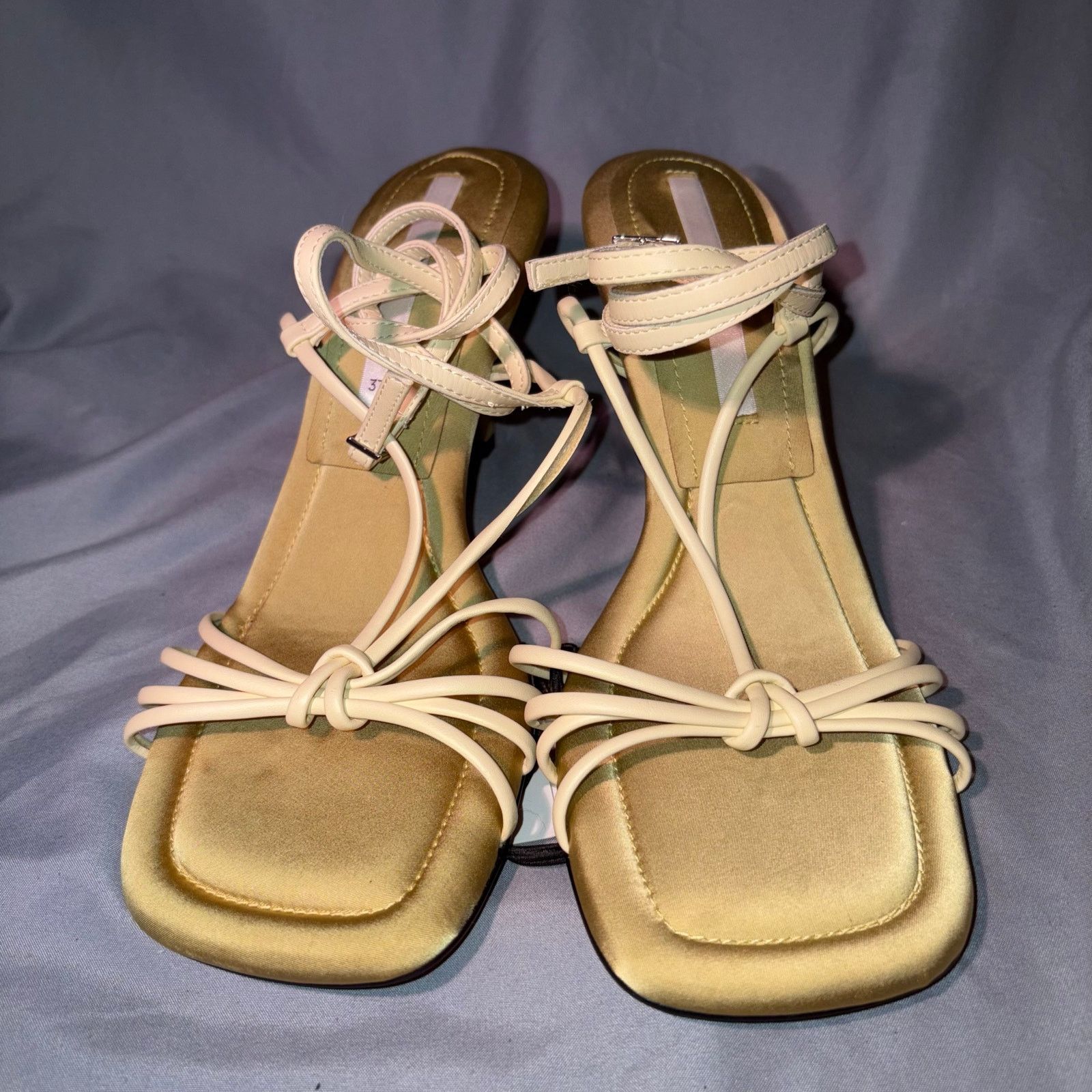 Zara Zara Butter Yellow Strappy Lace-Up Heels Size 6.5 NWT Size US 6.5 / IT 36.5 - 3 Thumbnail