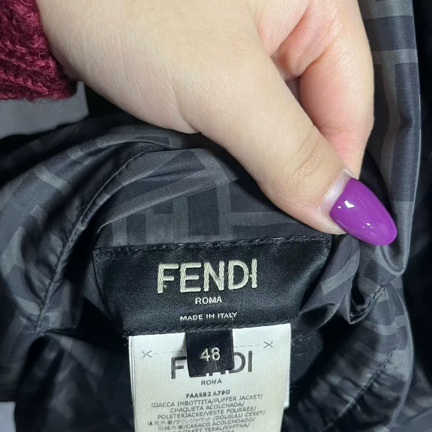 Fendi fendi black logo puff jacket with hood Size US L / EU 52-54 / 3 - 3 Thumbnail