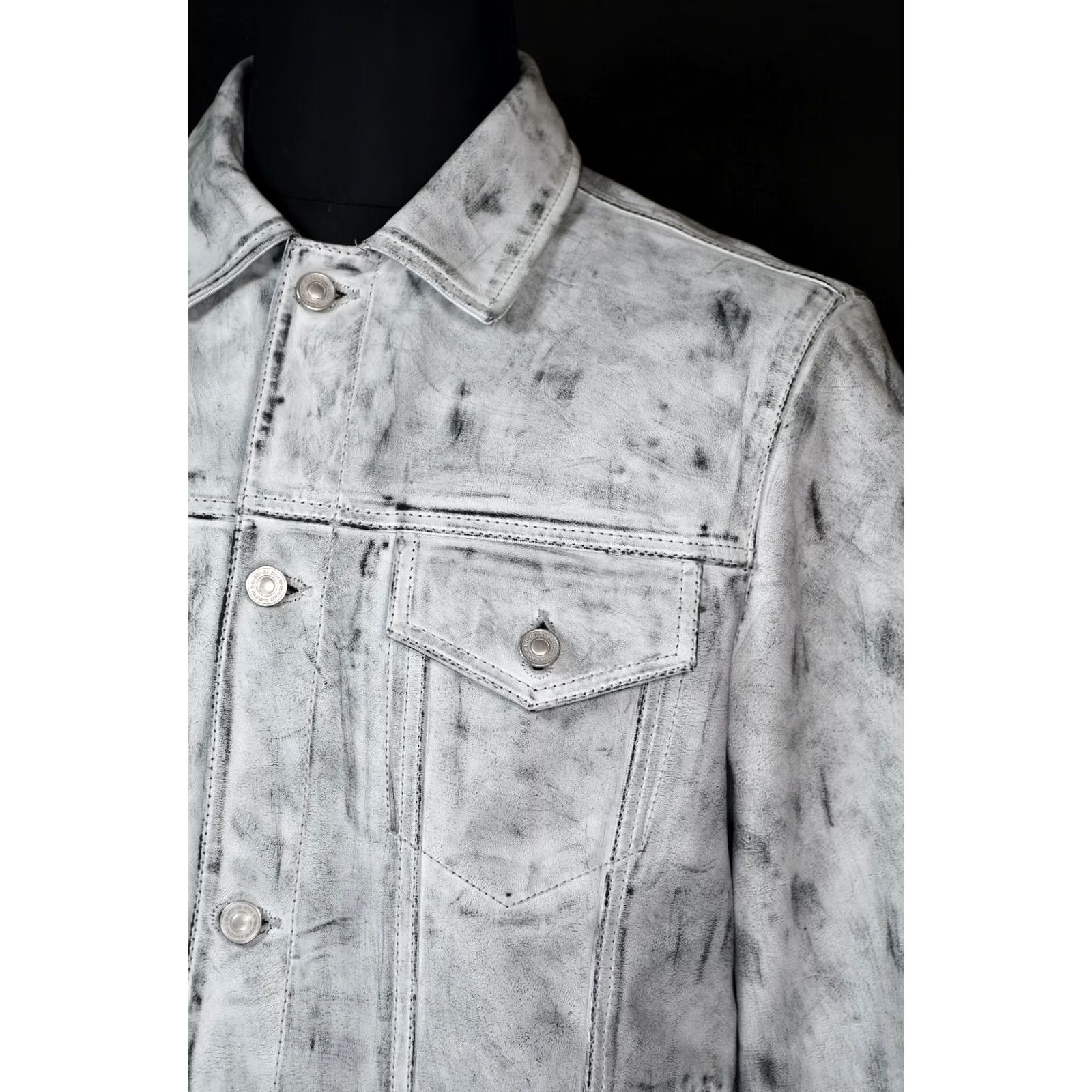 Allsaints All Saints Dixon Leather Jacket Men L Gray Motorcycle Jacket Size US L / EU 52-54 / 3 - 6 Thumbnail