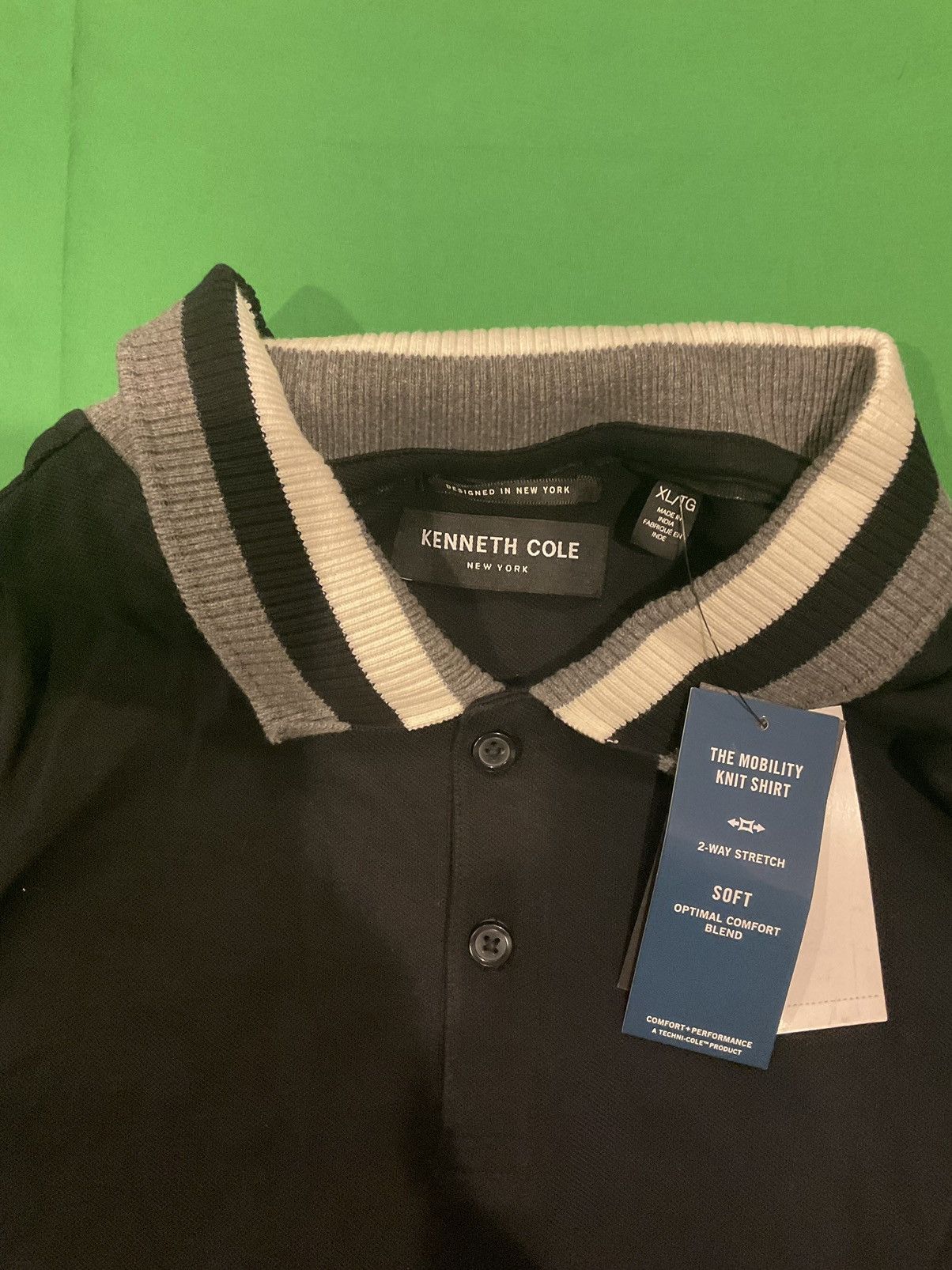 Kenneth Cole × Vintage Vintage Kenneth Cole black and grey polo shirt Size US XL / EU 56 / 4 - 2 Thumbnail