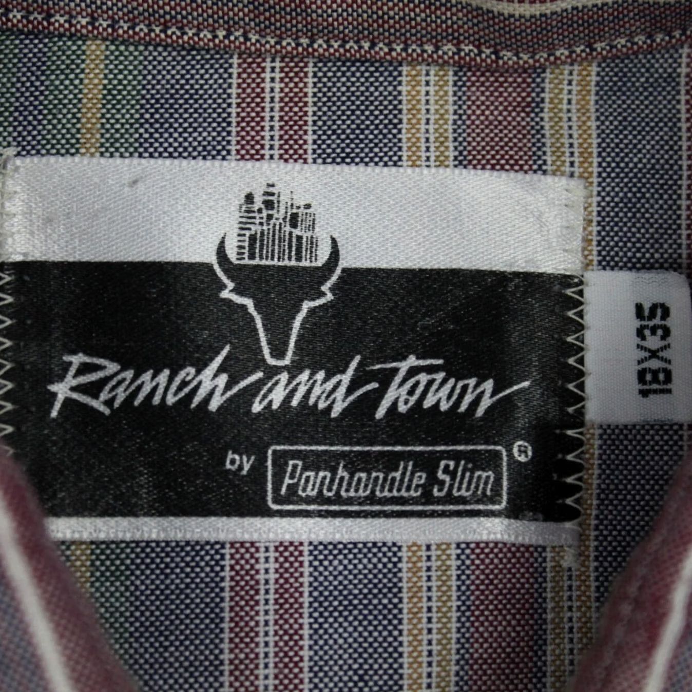 Vintage Ranch and Town Shirt Mens 18, 35 Red/Blue/Green Pearl Snap Panhandle Slim L/S Shirt Size US XXL / EU 58 / 5 - 7 Thumbnail