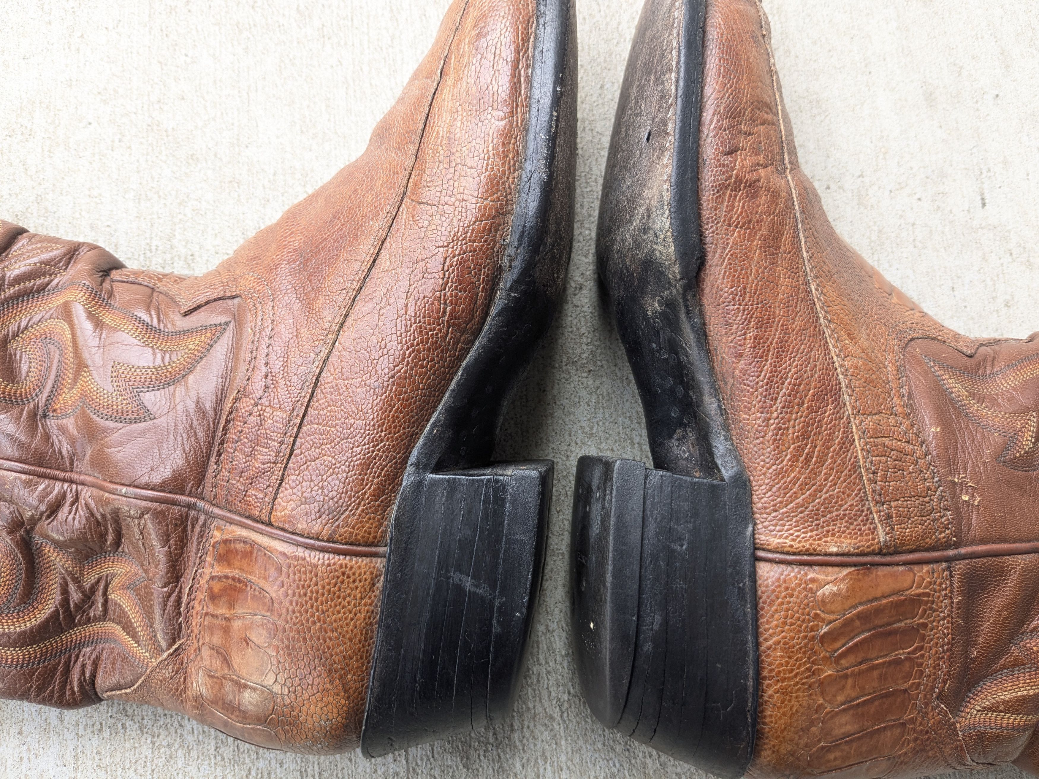 Genuine Leather Panhandle Slim Cowboy Boots 10 D Brown Mexico Botas Size US 10 / EU 43 - 12 Thumbnail