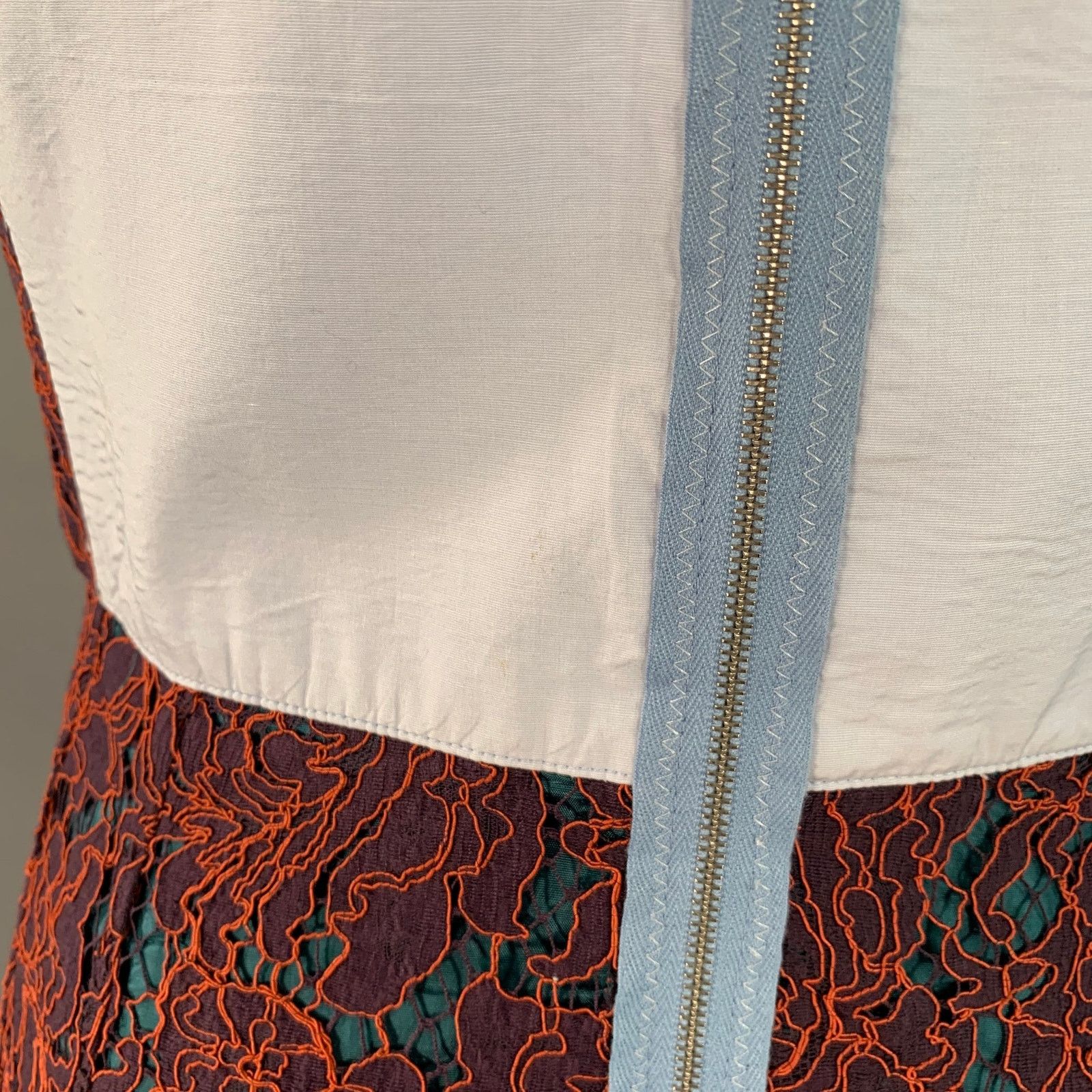 Carven Orange Purple Guipure Lace Sleeveless Knee Length Cocktail Size M / US 6-8 / IT 42-44 - 6 Thumbnail