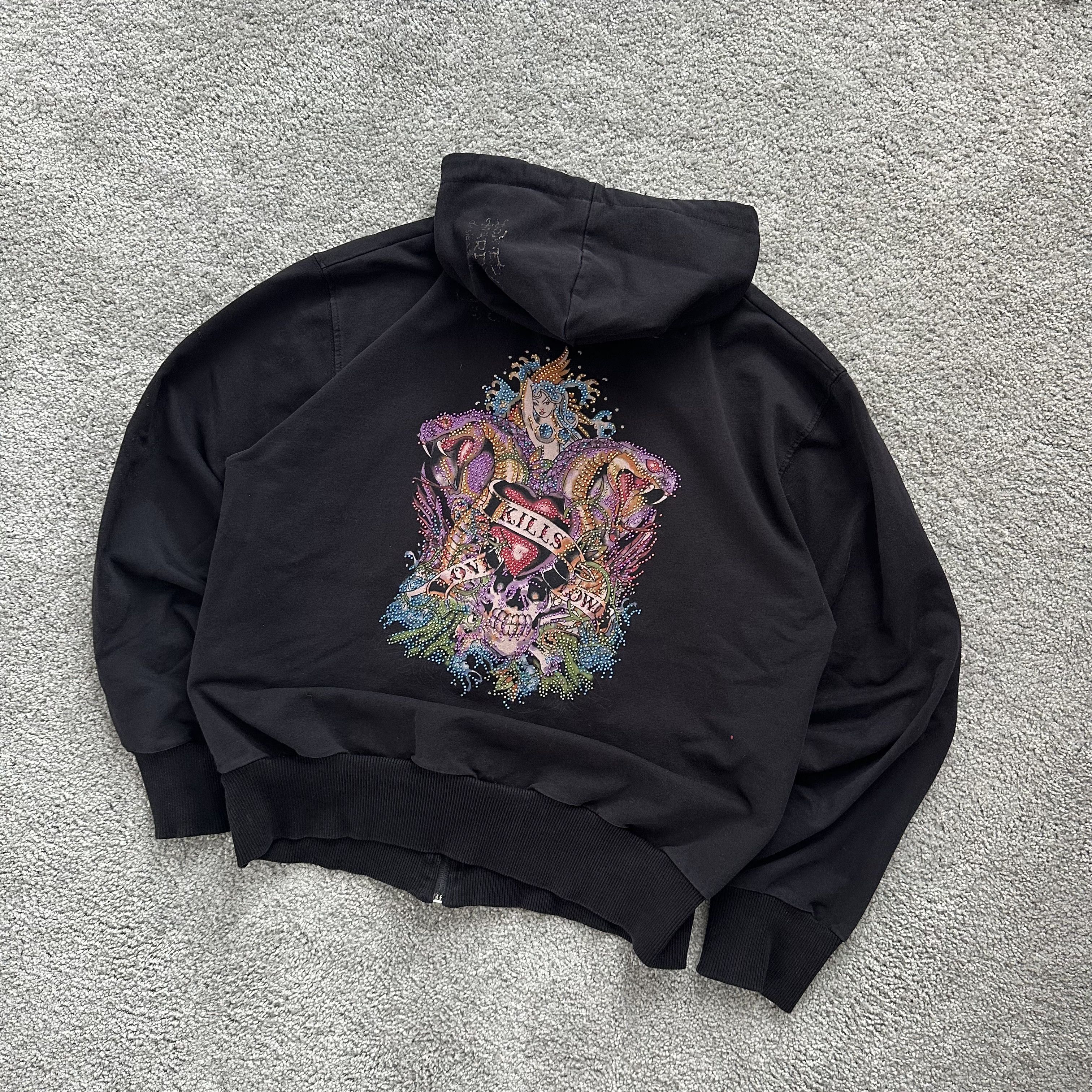 Christian Audigier Ed Hardy Zip Up Big Logo y2k Baggy Hoodie Size US XS / EU 42 / 0 - 2 Thumbnail