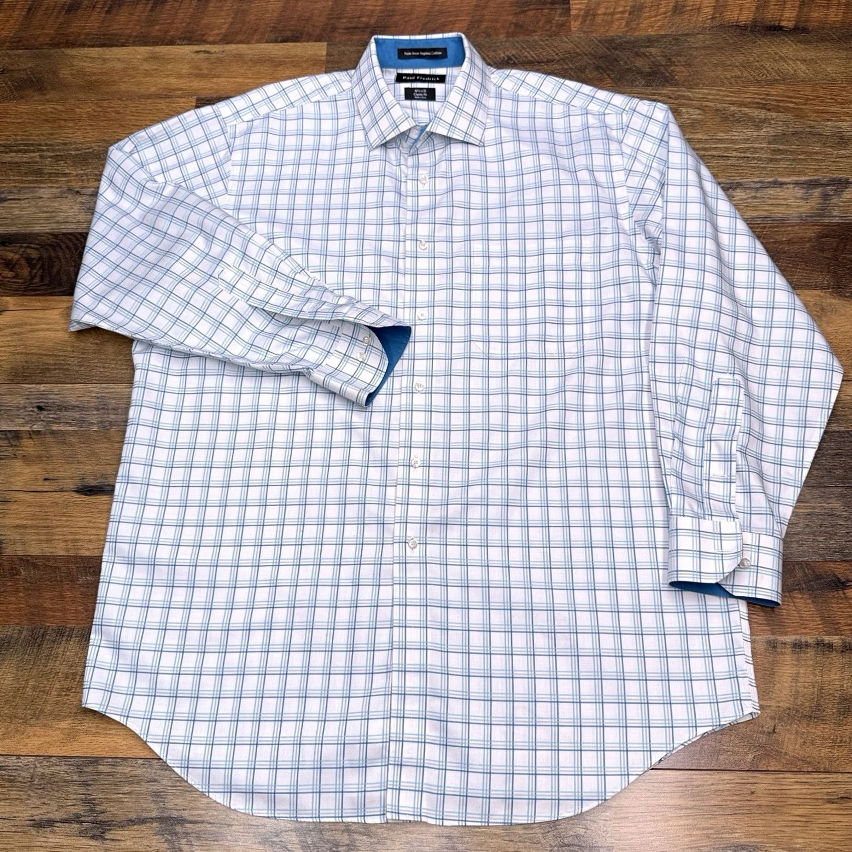 Vintage Paul Fredrick Shirt Mens 16.5 33 White Check Button-Up Non-Iron Classic Fit Long Sleeve Cotton Button-Up Shirt Mens White Check Non-Iron Classic Fit Size US XL / EU 56 / 4 - 3 Thumbnail