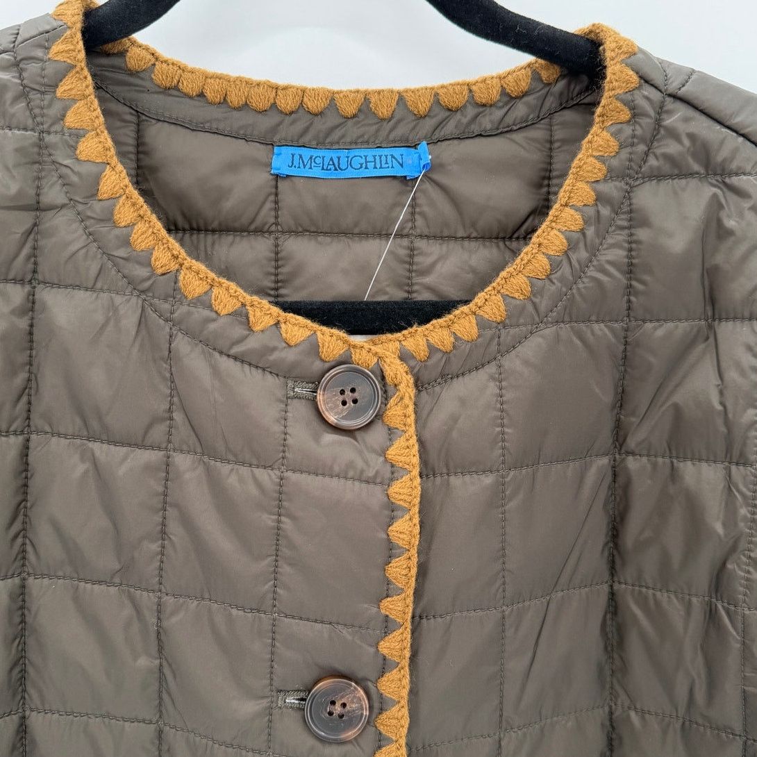 J.McLaughlin NWT J. McLaughlin Danilka Olive Green/Brown Quilted Jacket Size XL / US 12-14 / IT 48-50 - 2 Thumbnail